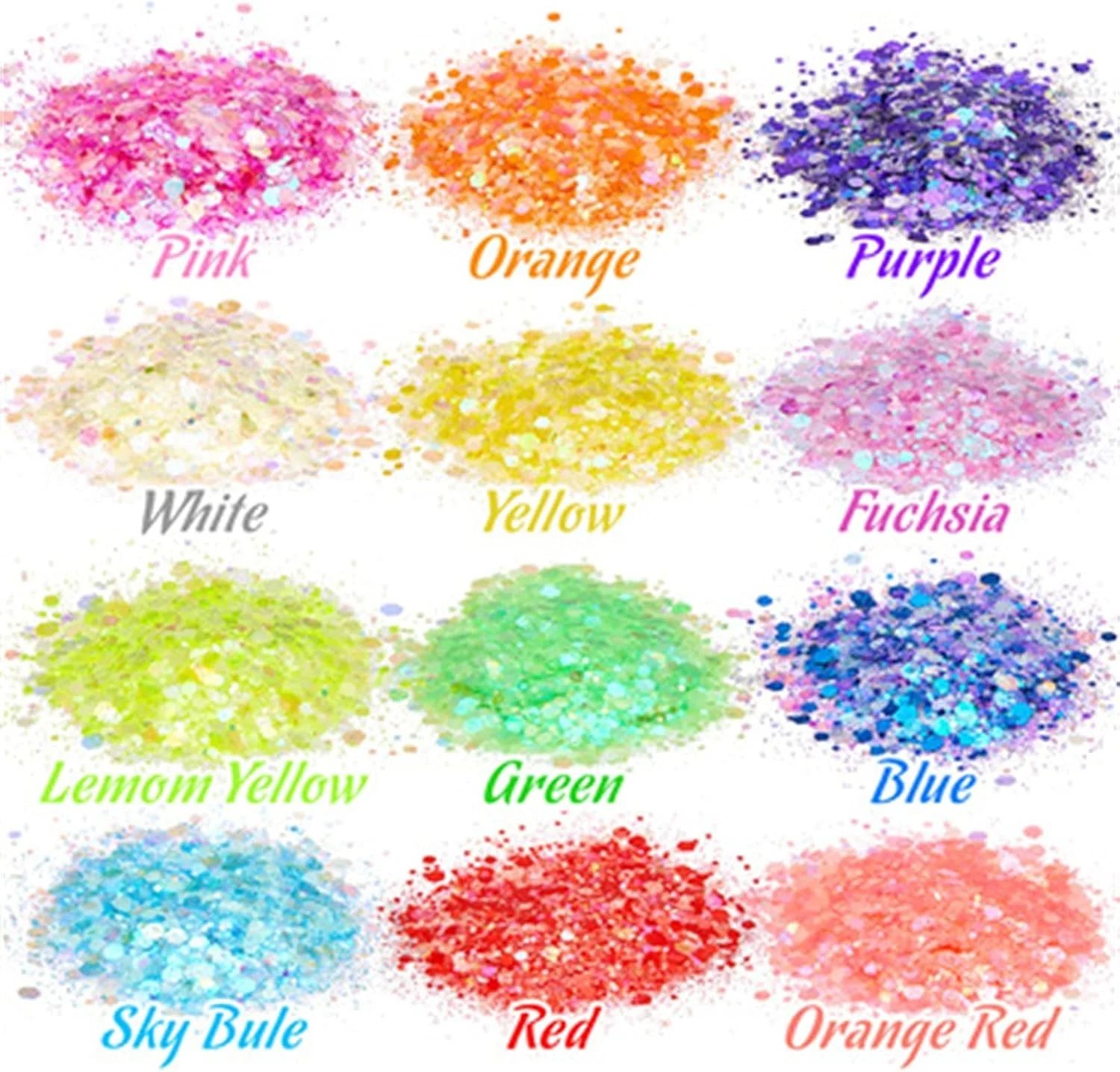 پولک های درخشان طراحی ناخن، پولک های اکلیلی هولوگرافیک، پودر پولک های اکلیلی ناخن سه بعدی درخشان در تاریکی برای تزئین ناخن، برچسب های DIY (S)