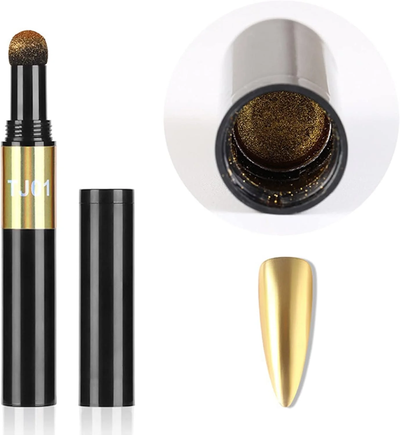 قلم پودر فشرده ناخن ۱۲ رنگ، پودر تیتانیوم، قلم کوسن هوا، قلم پودر آینه ای موج دار، ابزار مانیکور برای خانه و سالن ناخن (A)