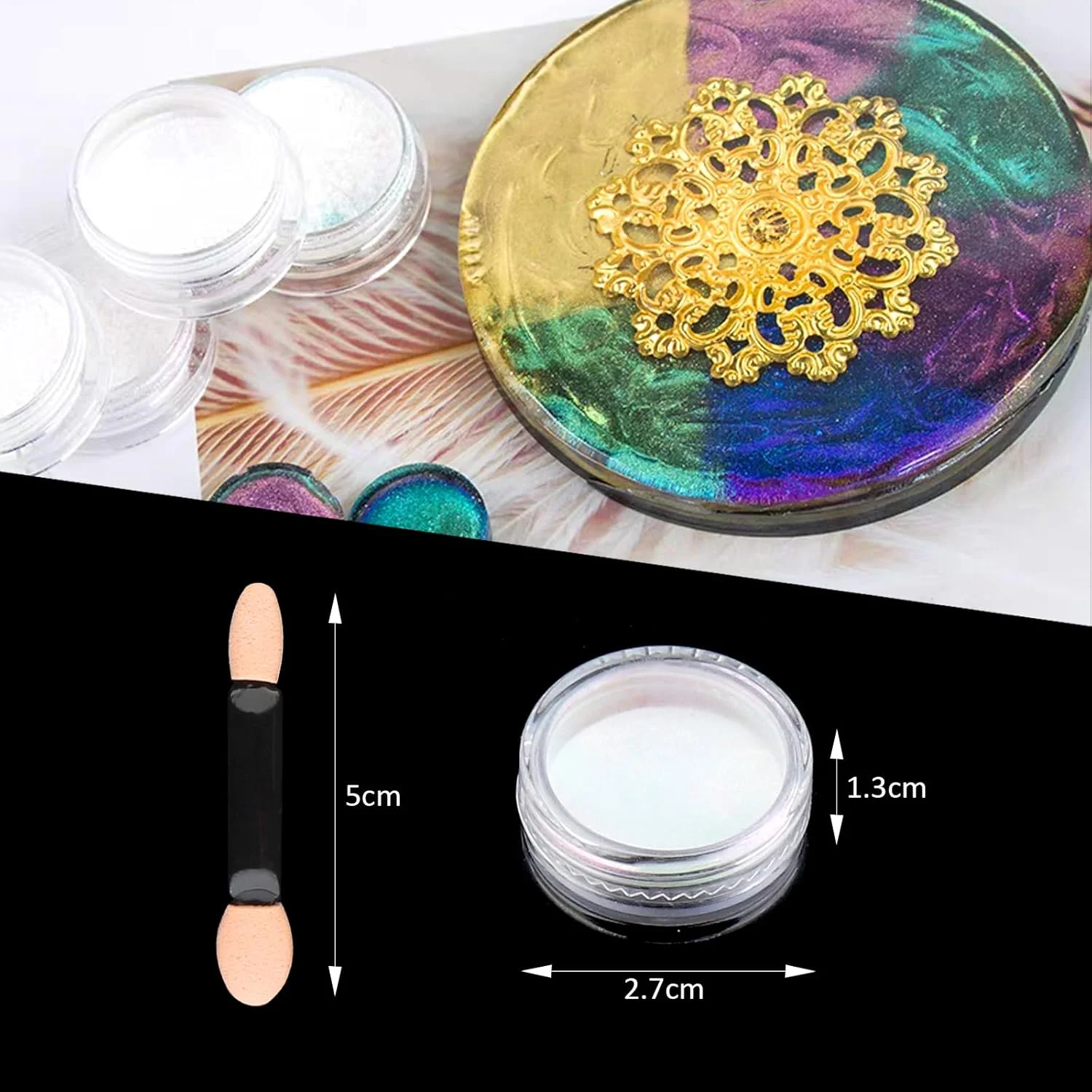 پودر اکلیلی برای رزین اپوکسی، 5 رنگ، اکلیل برای صنایع دستی، اکلیل بدن، شمع سازی، تزئین ناخن، نقاشی تزئینی