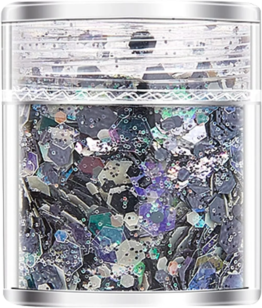 پولک های درخشان طراحی ناخن، پولک های اکلیلی هولوگرافیک طراحی ناخن، پودر پولک های اکلیلی درخشان در تاریکی، ناخن سه بعدی برای تزئین ناخن، برچسب های DIY (O)