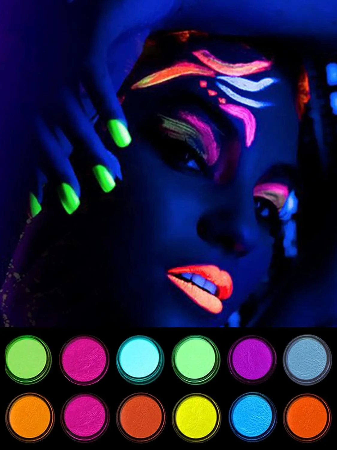 پودر رنگدانه‌ شب‌تاب ناخن Kalolary، 12 جعبه، پودر ناخن رنگ نئون شب‌تاب، لاک اکلیلی گرادیانی آکریلیک رنگی برای سایه چشم، آرایش صورت و بدن، تزئین ناخن