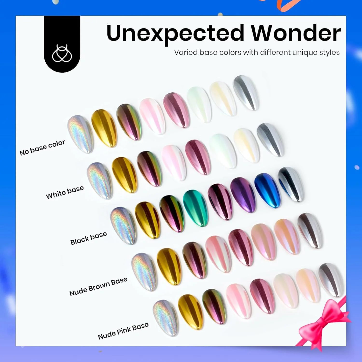 پودر کروم ناخن ژلی بیتلز، رنگ های سیاه و سفید، جلوه آینه ای، هولوگرافیک، Aurora، صدفی رنگین کمانی، تزئینات هنری مانیکور، پودر اکلیل ناخن 8 رنگ 1 گرم یا 0.5 گرم در هر شیشه