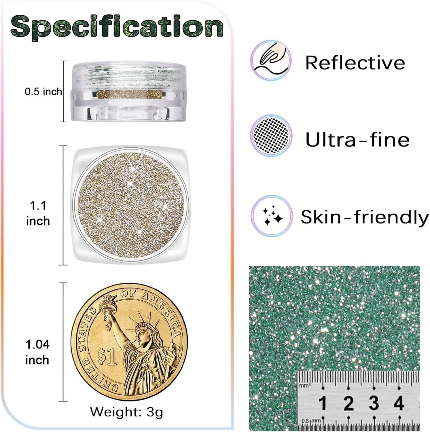 پودر ناخن الماسی کره ای Laza در 8 رنگ، اکلیل کریستالی درخشان، پودر اکلیل ناخن هولوگرافیک، جلوه آینه ای نقره ای لیزری، پولک های درخشان روشن برای لاک ناخن اکریلیک، تزئینات DIY هنر ناخن