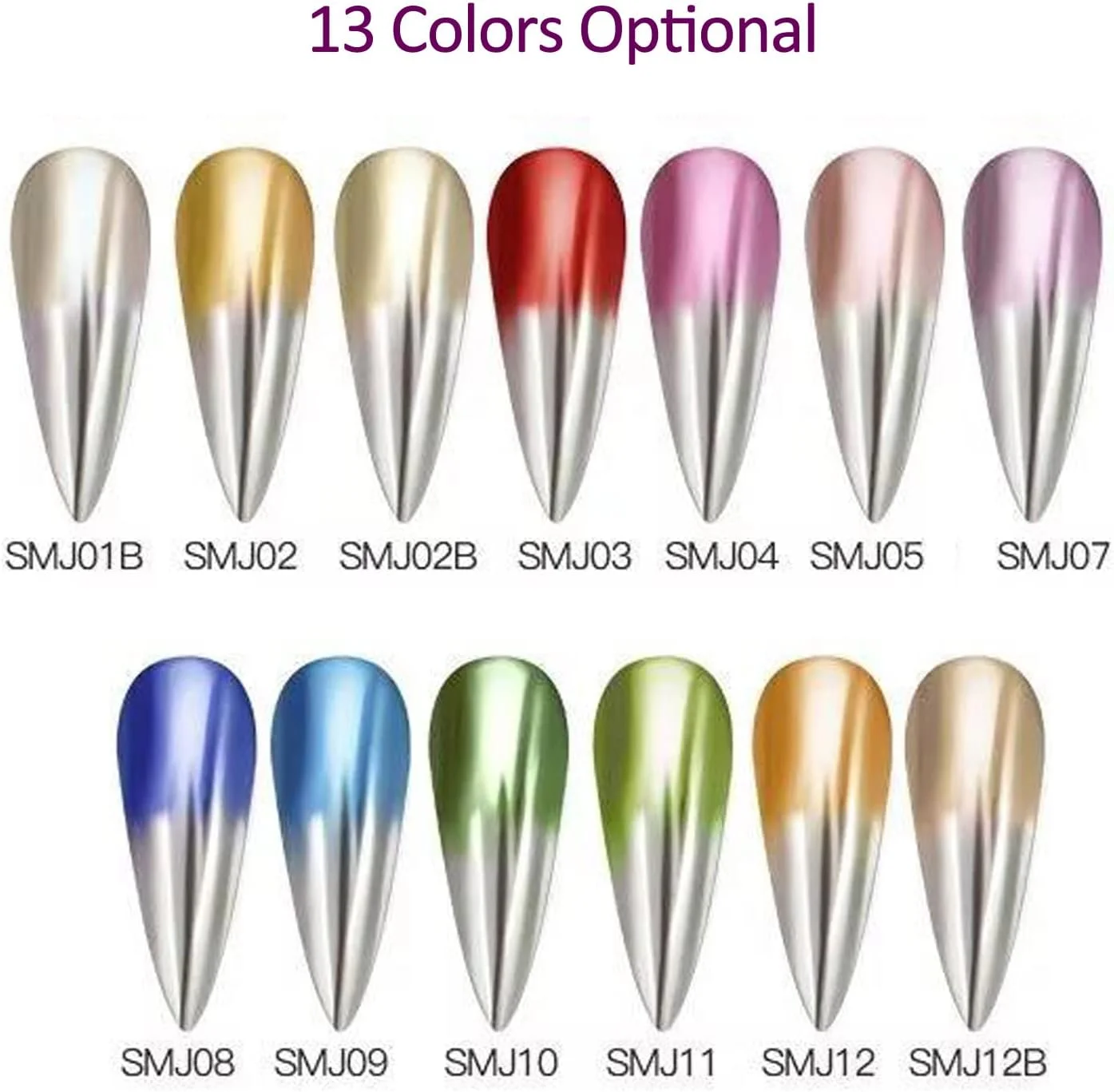 پودر کروم ایروامی، پودر ناخن دو رنگ با جلوه آینه ای متالیک، پودر براق اکلیلی ناخن، پودر رنگدانه هنر ناخن با چوب سایه چشم، تزئین ناخن DIY