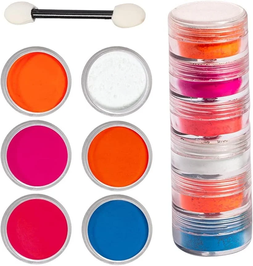 یک ست پودر شبتاب ناخن در ۶ رنگ، پودرهای اکلیلی ناخن، لاک ناخن شبتاب رنگارنگ، رنگهای فلورسنت، پیگمنت ناخن، گرد اکلیلی ناخن، گرادینت رنگینتاب یک ست پودر شبتاب ناخن در ۶ رنگ، پودرهای اکلیلی ناخن، لاک ناخن شبتاب رنگارنگ، رنگهای فلورسنت، پیگمنت ناخن، گرد اکلیلی ناخن، گرادینت رنگینتاب