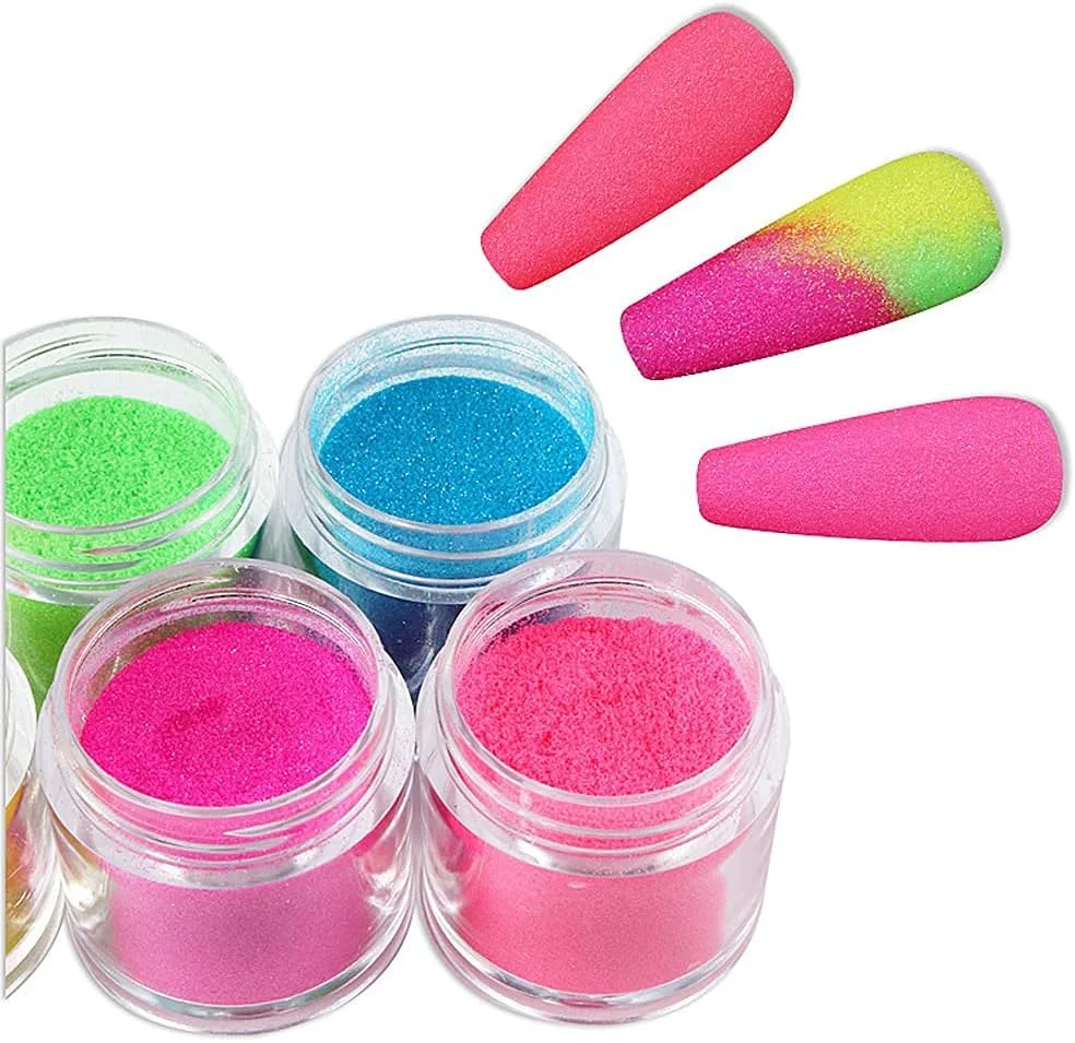 پودر نئون درخشان ناخن، پودر اکلیلی ناخن درخشان در تاریکی، پودرهای ناخن، لاک ناخن رنگ فلورسنت، رنگدانه های ناخن، گرد اکلیلی ناخن برای زنان و دختران، هنر ناخن DIY