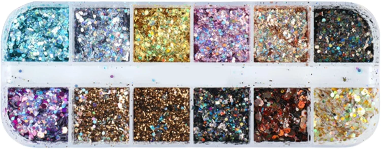 پودر اکلیل ناخن، پولک های تزئینی براق ناخن، هولوگرافیک DIY D