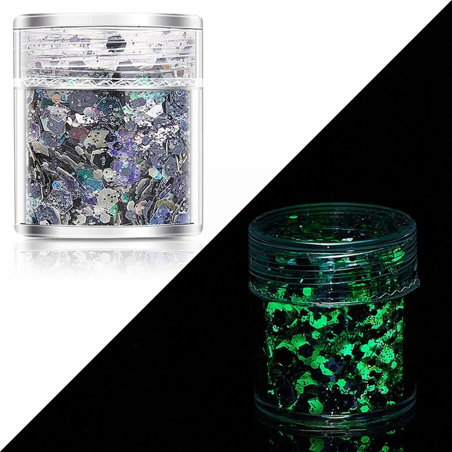 پودر تزئین ناخن، اکلیل و رنگدانه مانیکور، 24 رنگ، اکلیل ریز شب‌تاب برای صورت، چشم، لب، بدن، مو، آرایش و تزئین درخشان