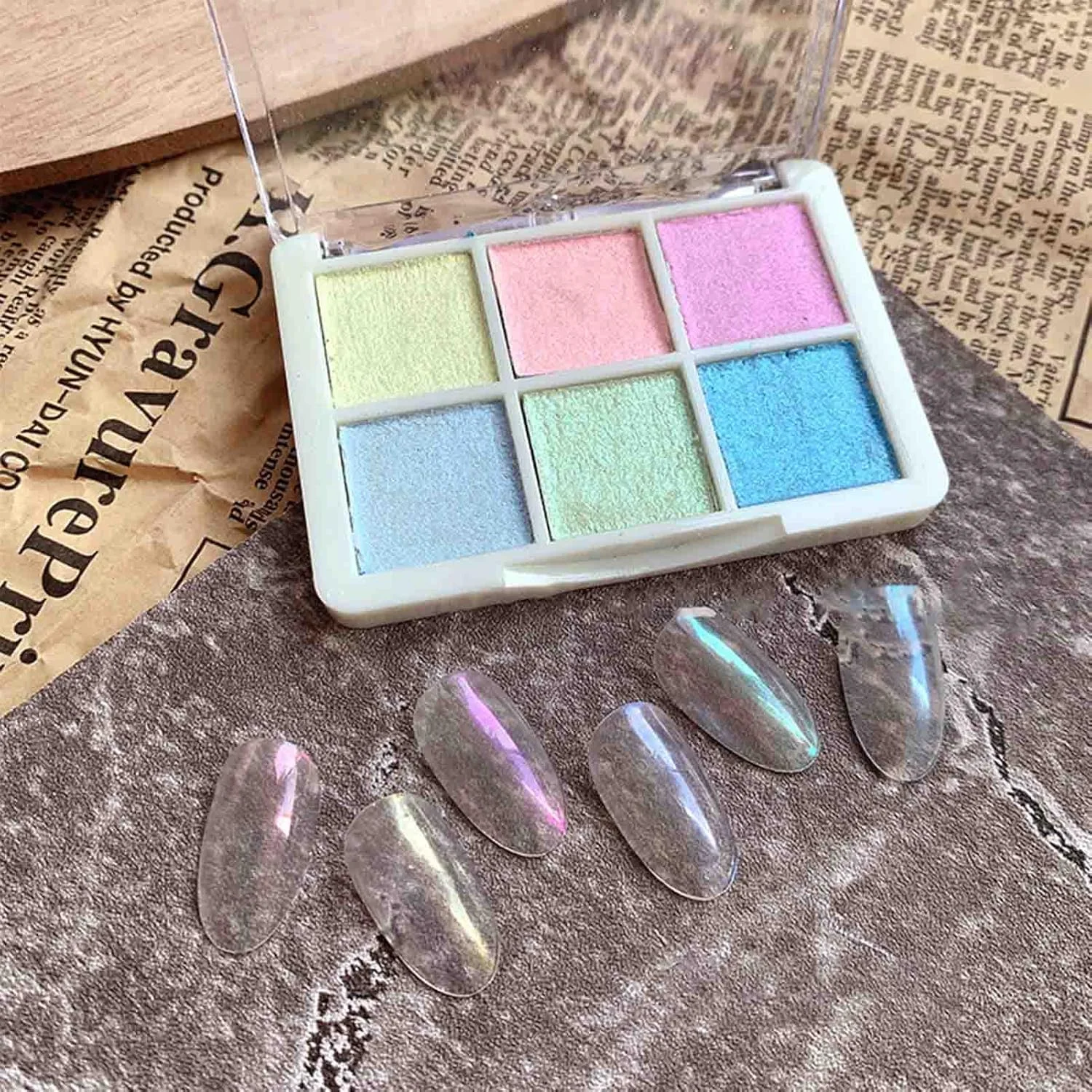 پودر اکلیل ناخن 6 رنگ پودر هولوگرافیک رنگدانه کروم استفاده آسان برای بانوی الف