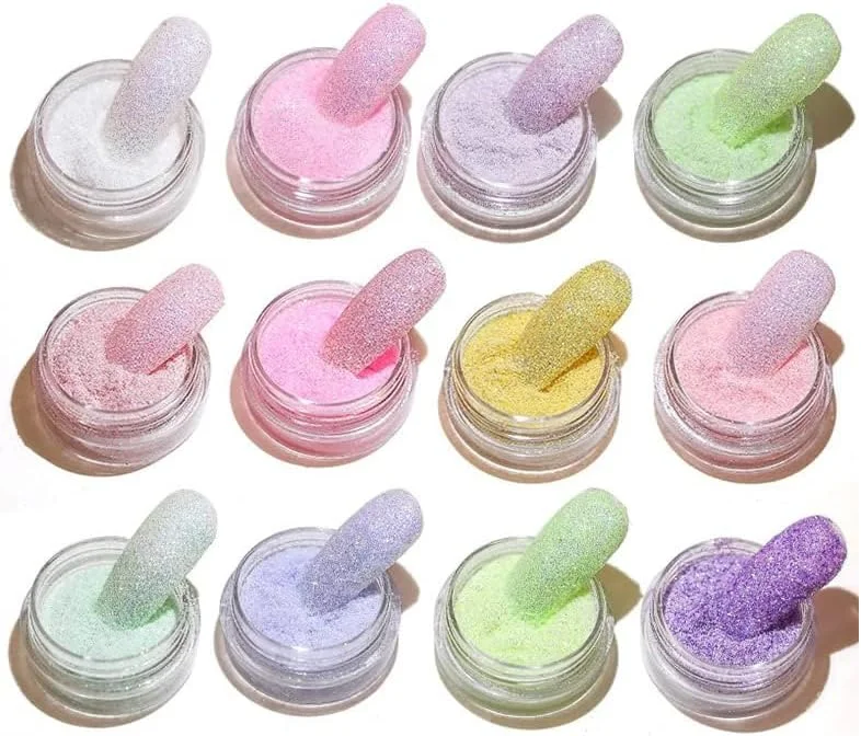پودر درخشان ناخن با اثر نمک دریا و الماس، ۱۲ رنگ