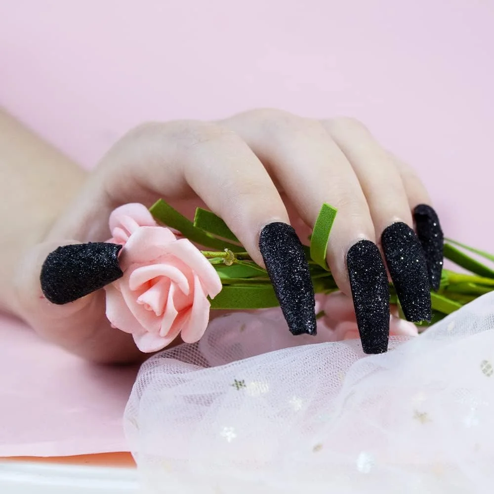 پودر اکلیل ناخن شکر گرد و غبار مشکی - پودر اکلیل اثر درخشان شن و ماسه الماس، تزئینات مانیکور طراحی ژاکت ناخن با روکش آب نبات فرانسوی بسیار ظریف