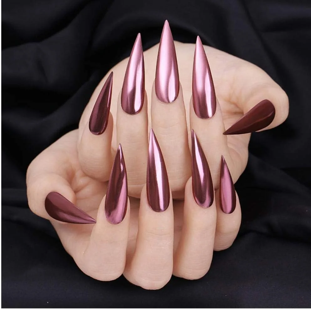 پودر طلایی-صورتی برای طراحی ناخن با جلوه آینه‌ای، پودر براق تزئینی برای مانیکور، مناسب برای طراحی ناخن، ۱ گرم در هر بطری