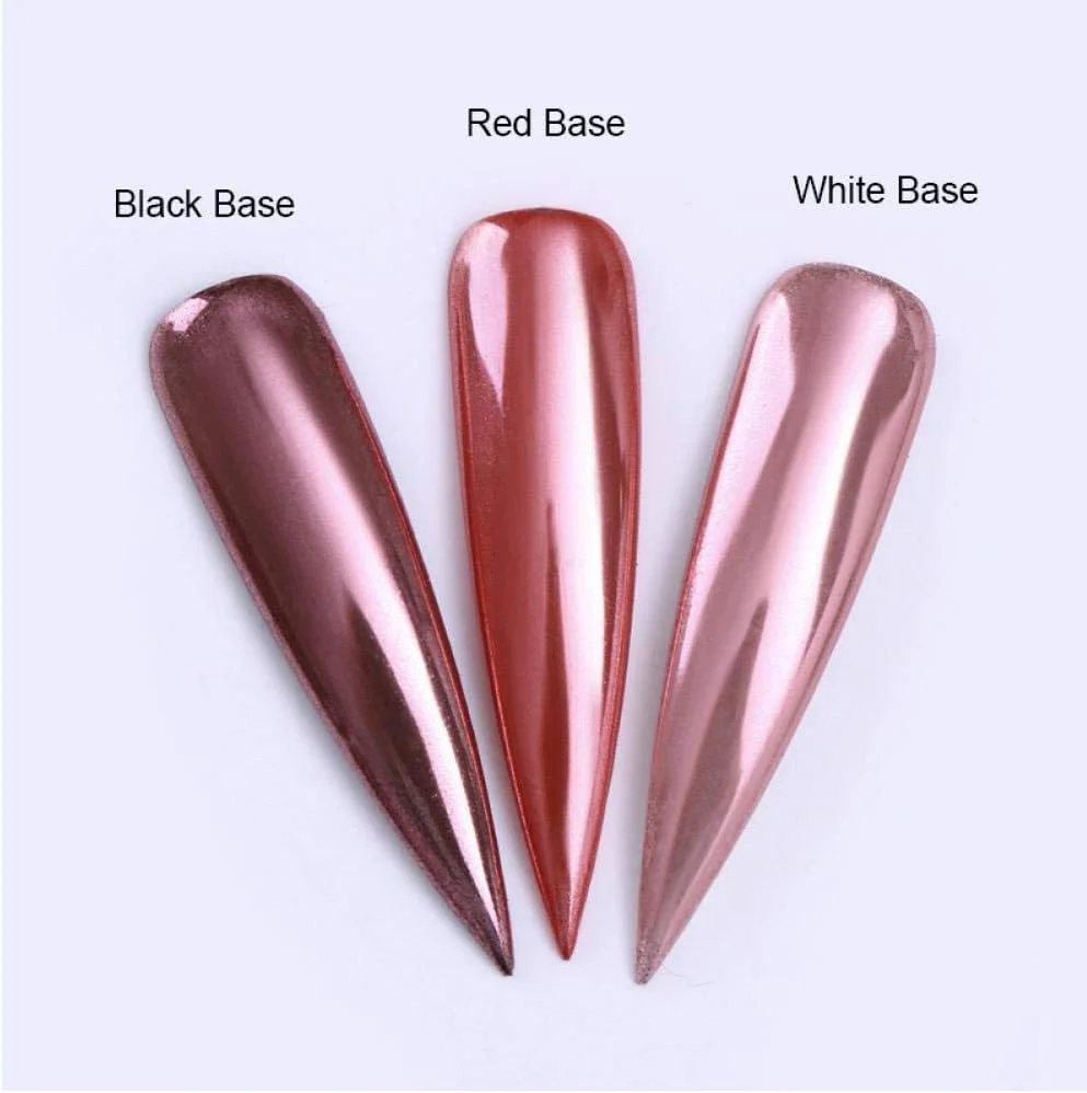 پودر طلایی-صورتی برای طراحی ناخن با جلوه آینه‌ای، پودر براق تزئینی برای مانیکور، مناسب برای طراحی ناخن، ۱ گرم در هر بطری