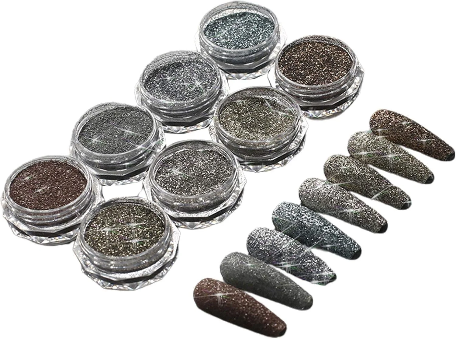 کیت پودر اکلیل ناخن، جعبه پولک های براق، پودر دیپ پولکی، ناخن های بادوام، بدون نیاز به نور UV کیت پودر اکلیل ناخن، جعبه پولک های براق، پودر دیپ پولکی، ناخن های بادوام، بدون نیاز به نور UV