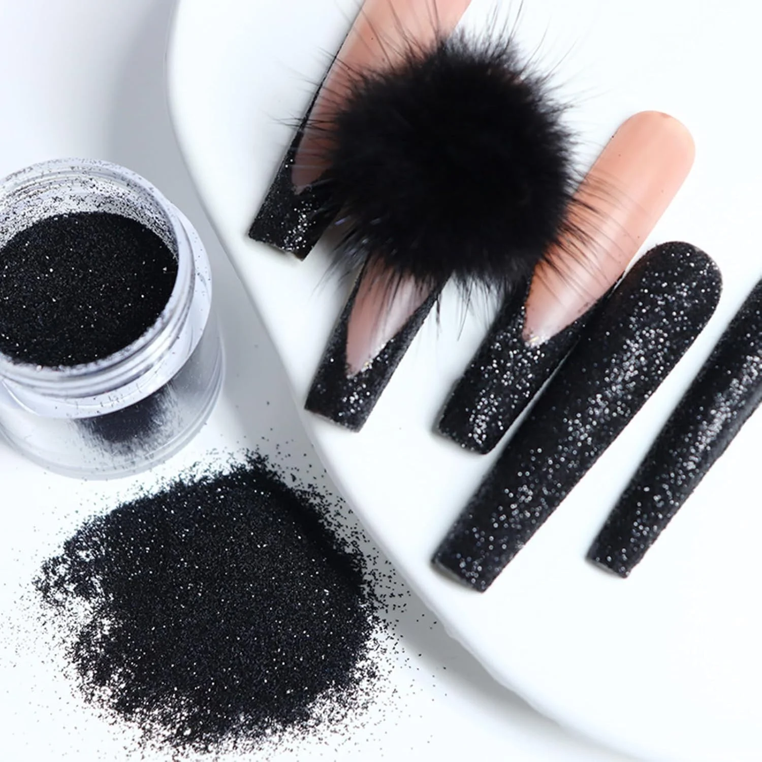 پودر اکلیل ناخن در 3 رنگ، 10 گرم پودر اکلیل برای طراحی ناخن مشکی سفید شفاف برای طراحی ناخن DIY مانیکور مهمانی جشنواره