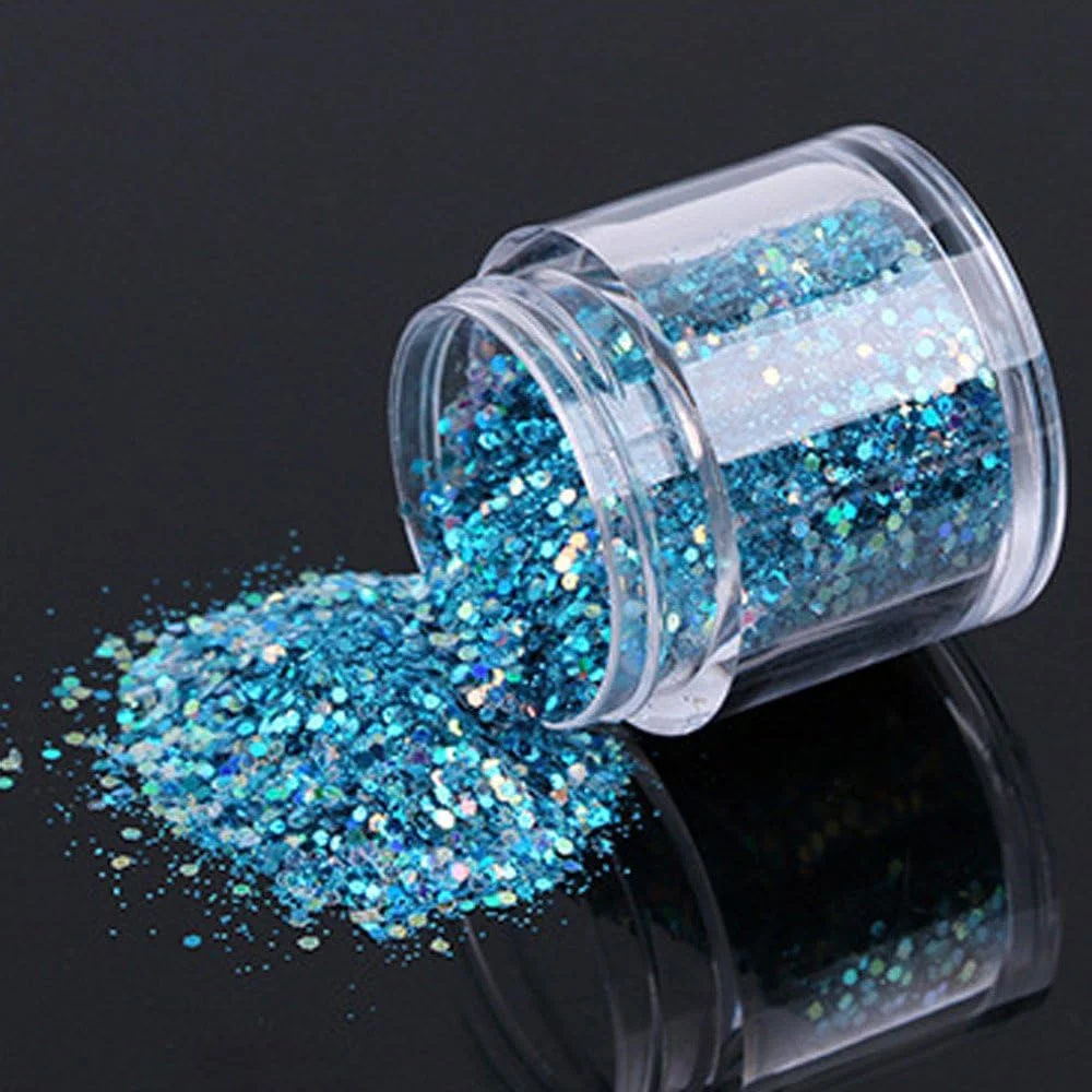 پودر نقره ای درخشان، 10 گرم در جعبه، اکلیل ناخن، پودر آینه ای طلایی ناخن، نگین ناخن (آبی آسمانی، تک سایز)