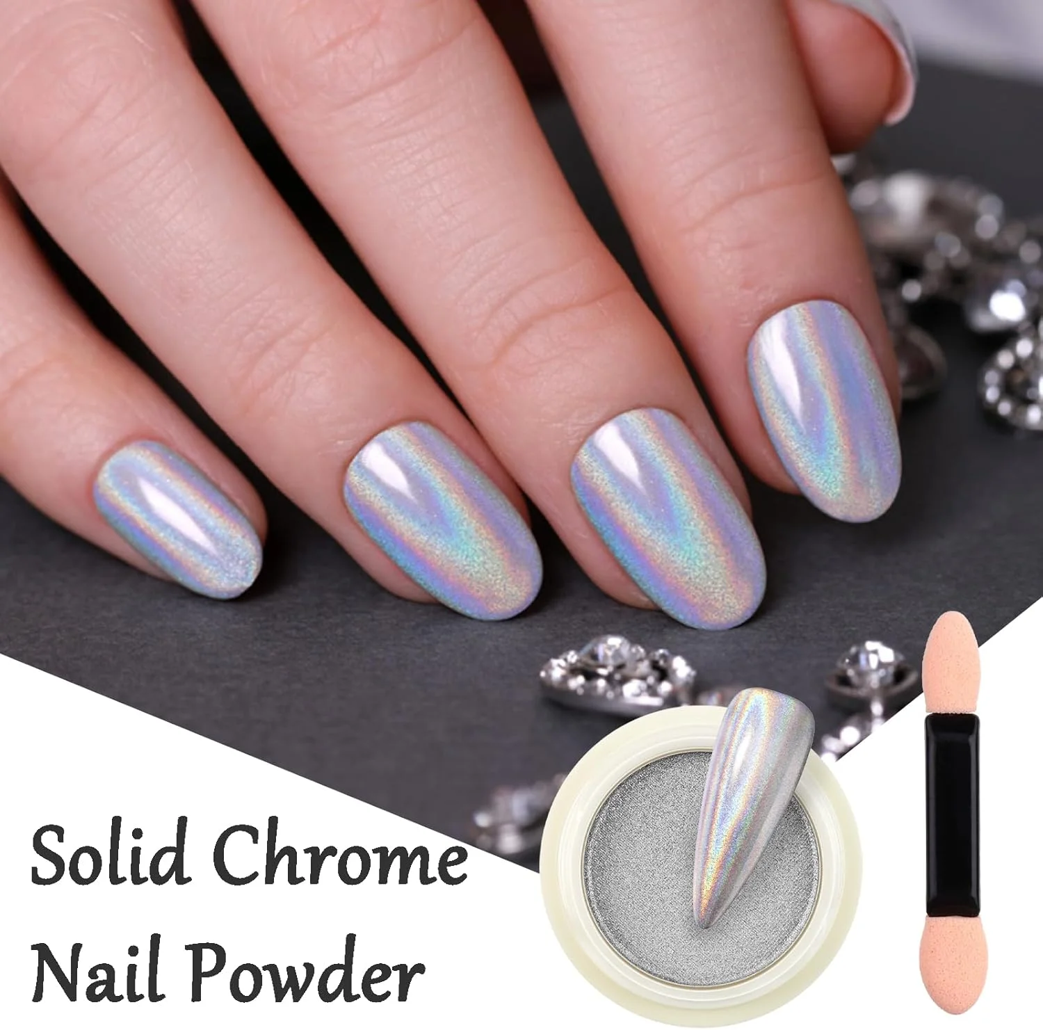 پودر ناخن کروم - پودر ناخن هولوگرافیک - پودر ناخن کروم متالیک - گرد و غبار براق کننده مانیکور جامد - رنگدانه مرواریدی نئون رنگین کمانی آینه ای