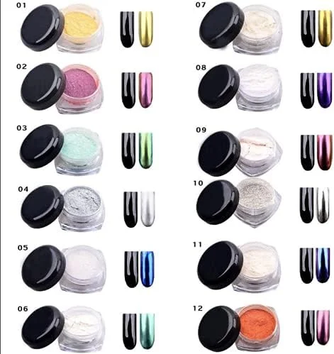 پودر کروم اکلیلی ناخن، کیت 12 رنگه هنر ناخن، پودر غوطه ور، گرد و غبار اثر جادویی، پودر هنر ناخن درخشان پودر کروم اکلیلی ناخن، کیت 12 رنگه هنر ناخن، پودر غوطه ور، گرد و غبار اثر جادویی، پودر هنر ناخن درخشان