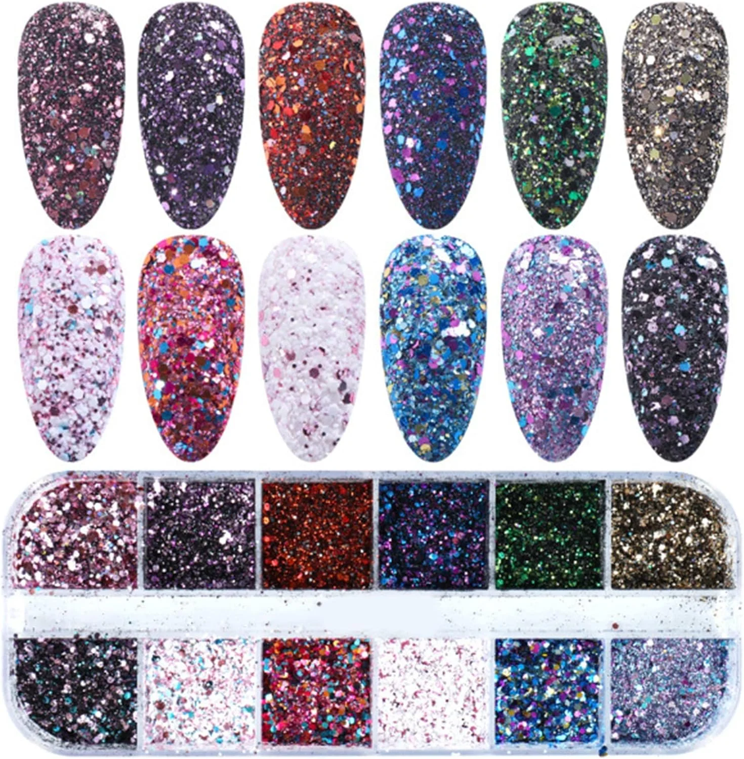پودر اکلیل ناخن، پولک های تزئینی براق ناخن، هولوگرافیک، مناسب برای طراحی ناخن