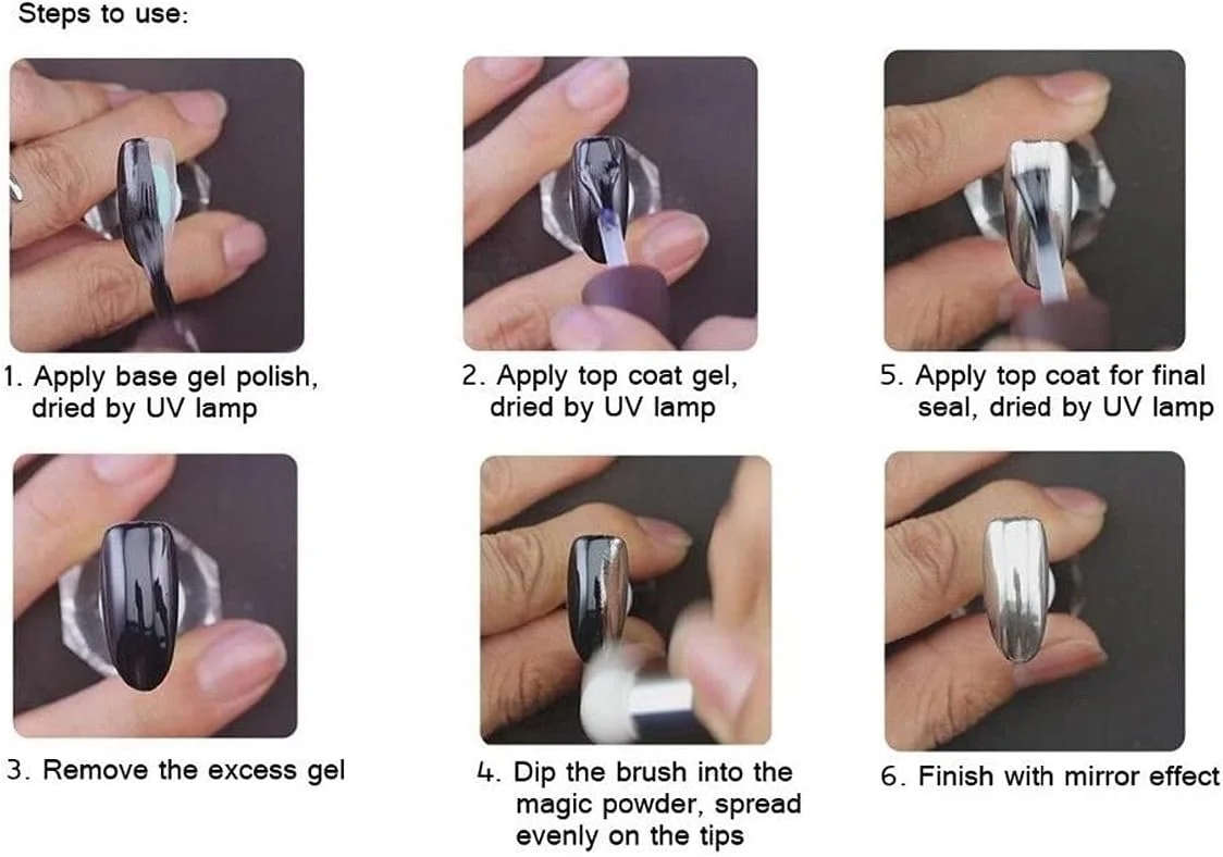 پودر کروم اکلیلی ناخن، کیت 12 رنگه هنر ناخن، پودر غوطه ور، گرد و غبار اثر جادویی، پودر هنر ناخن درخشان