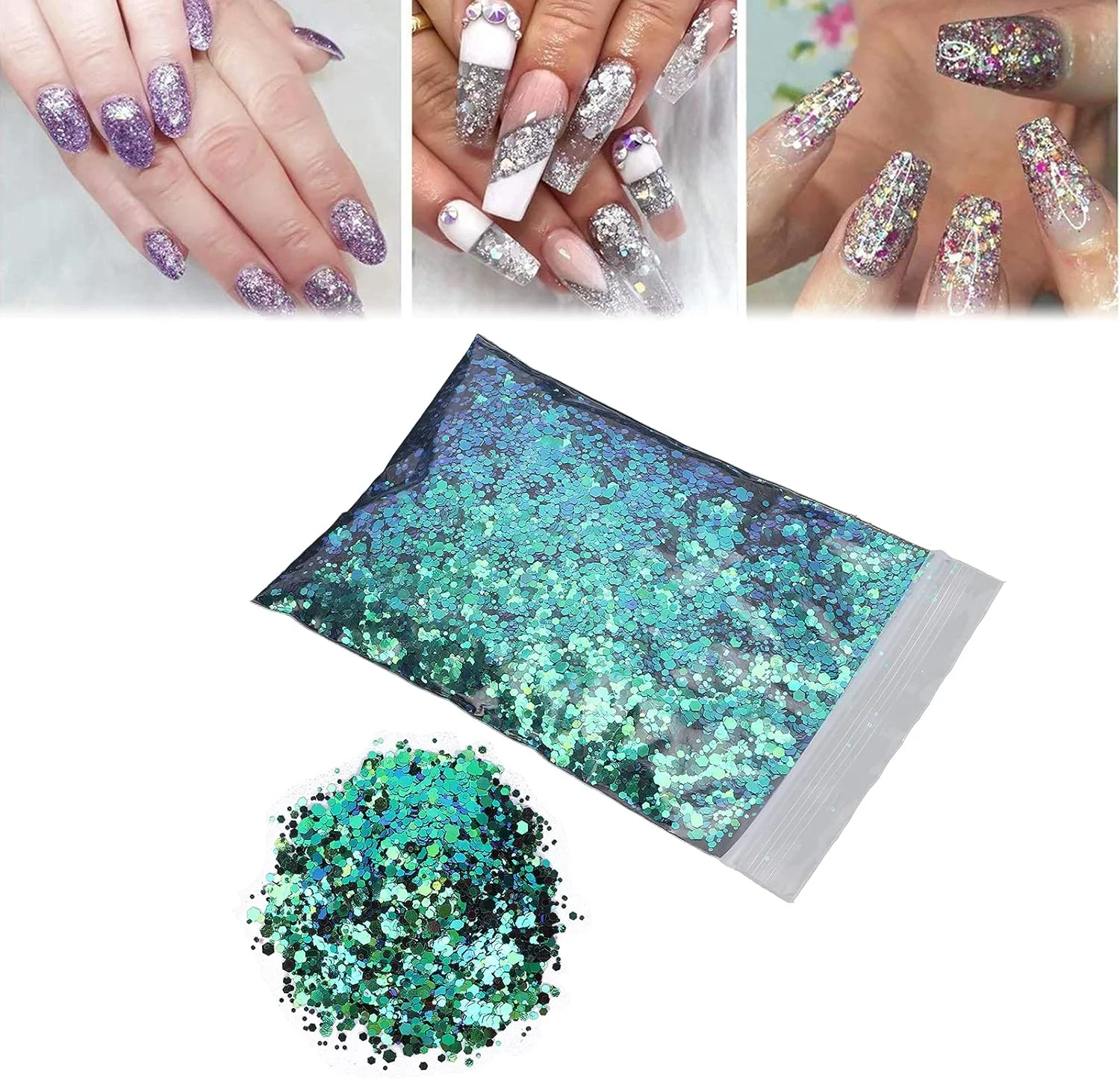 پودر پولک ناخن 50 گرمی، مجموعه گرد و غبار اکلیلی، مواد ممتاز بدون بو و کاملا ایمن، پولک های مخلوط تزئینات هنری ناخن اکلیلی (#2)