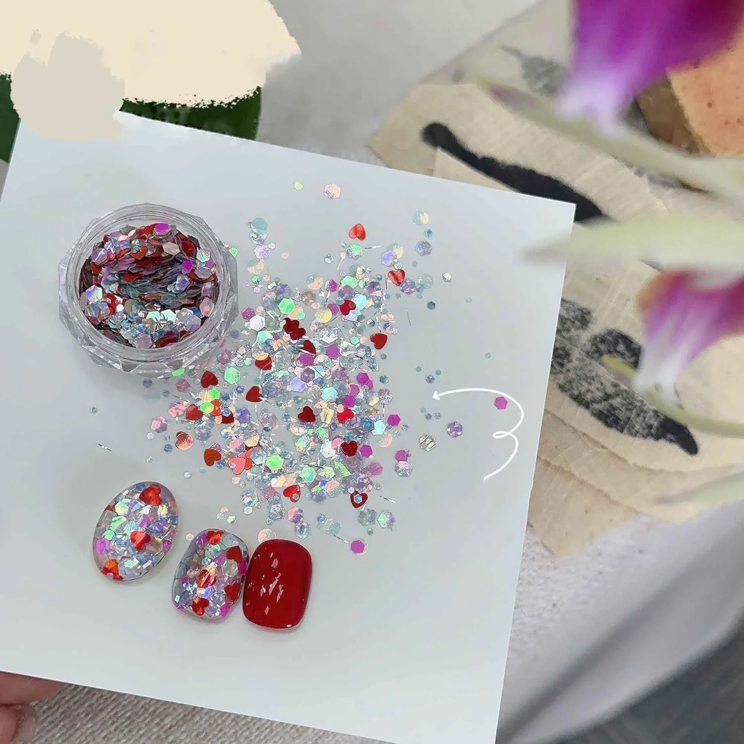 سری اکلیل پولکی ADHERE - پودر اکلیل درشت چند منظوره، 1 عدد پولک های براق آرایشی، برای سالن ناخن، هنر رزین، اپوکسی UV، ساخت اسلایم DIY 1 گرم (Cupid) سری اکلیل پولکی ADHERE - پودر اکلیل درشت چند منظوره، 1 عدد پولک های براق آرایشی، برای سالن ناخن، هنر رزین، اپوکسی UV، ساخت اسلایم DIY 1 گرم (Cupid)