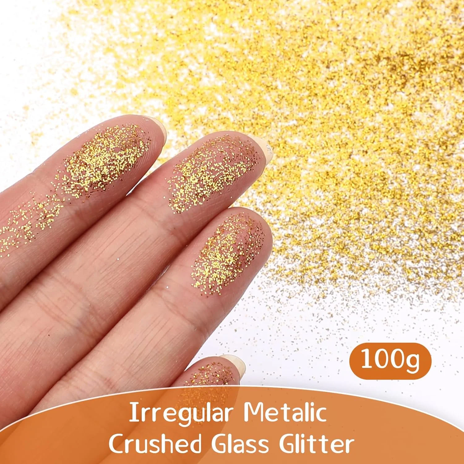 پودر اکلیل بسیار ظریف وین بیوتی 100 گرمی، پولک اکلیلی برای تزئینات آرایشی، هنری ناخن، صورت، کارت سازی و صنایع دستی (طلایی)