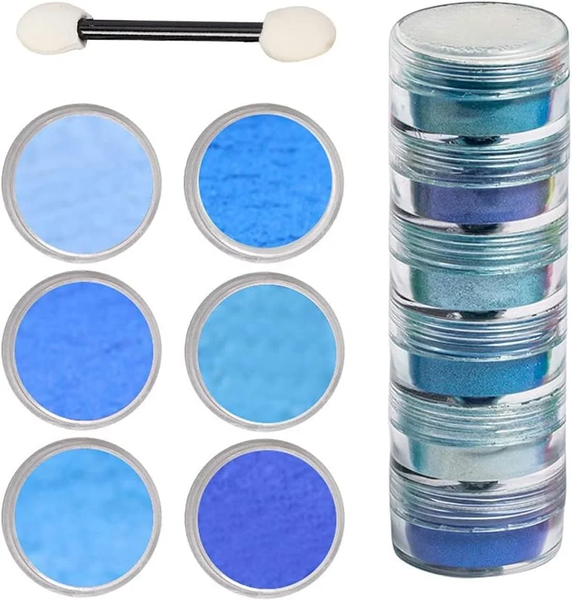 یک ست پودر شب‌تاب ناخن در ۶ رنگ، پودرهای اکلیلی ناخن، لاک ناخن شب‌تاب رنگارنگ، رنگدانه‌های فلورسنت ناخن، گرد اکلیلی ناخن، گرادینت رنگین‌تاب ناخن