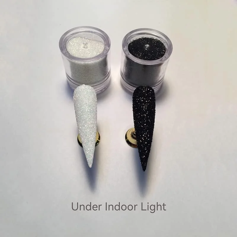 ست پودر اکلیل ناخن هولوگرافیک Staaar - 2 بطری / رنگ یونیکورن گلگون و شکر سیاه الماسی به همراه قاشق نگین دار