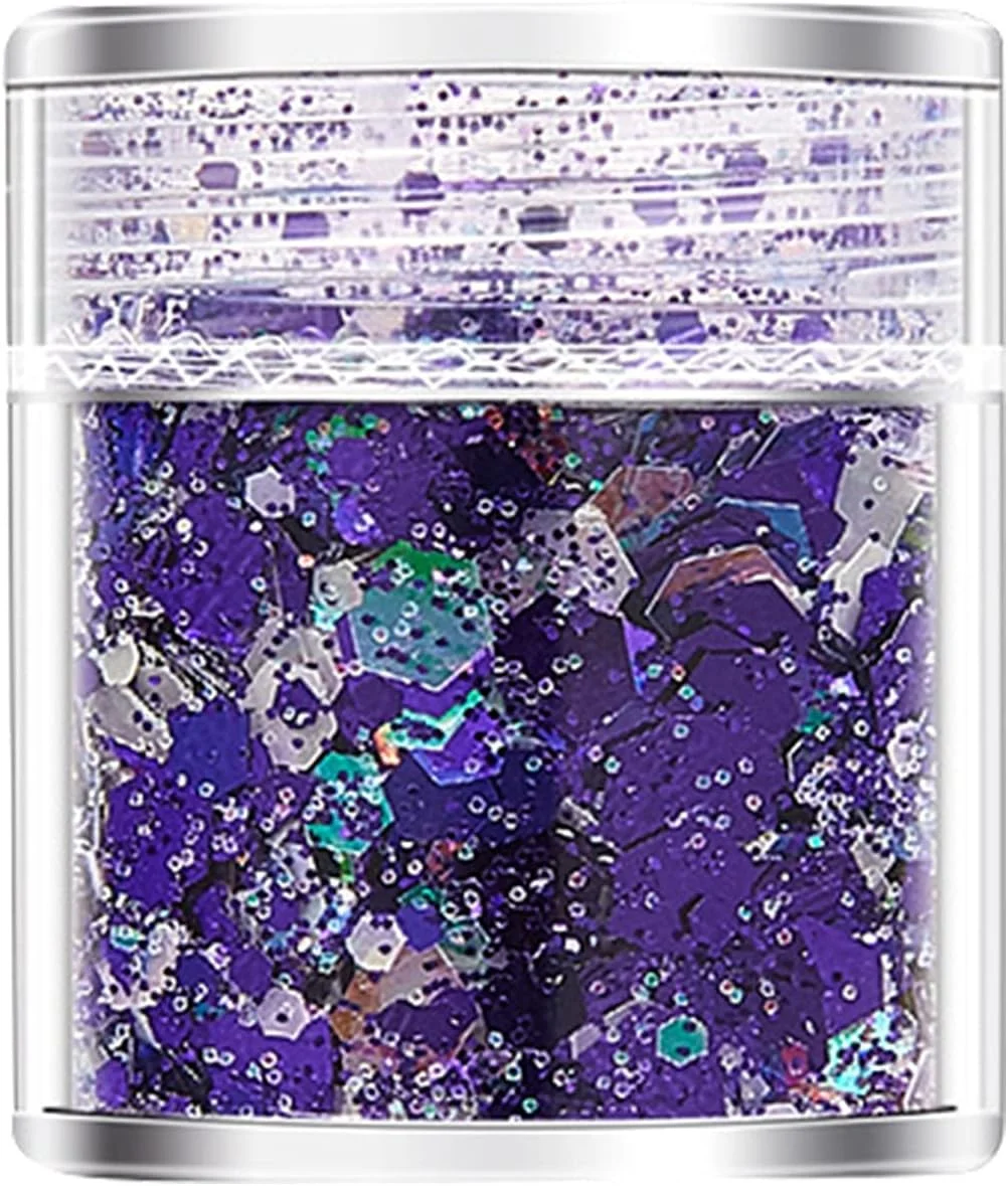 پولک های درخشان طراحی ناخن، پولک های اکلیلی هولوگرافیک طراحی ناخن، پودر پولک های اکلیلی درخشان در تاریکی، ناخن سه بعدی برای تزئین ناخن، برچسب های DIY (E)