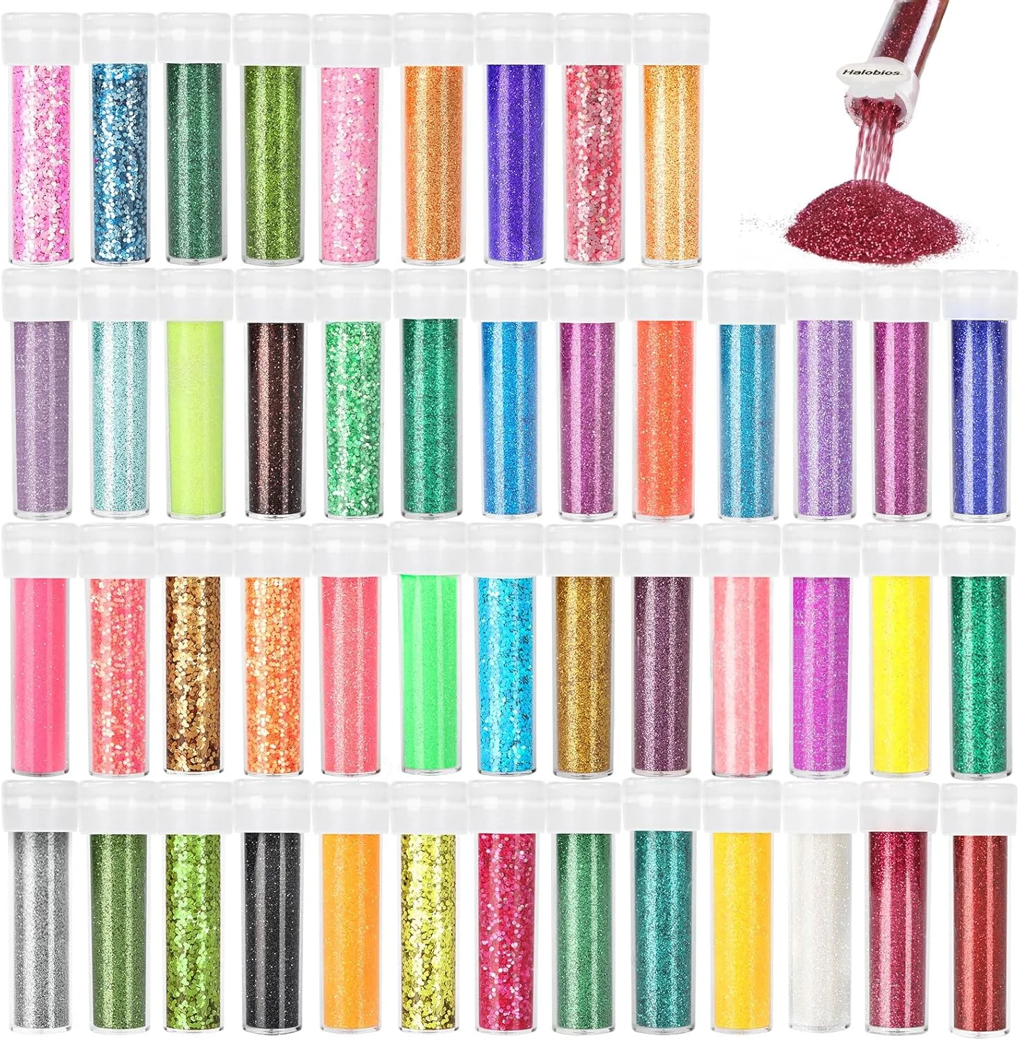 اکلیل ریز 48 رنگ روشن مناسب کاردستی، مهمانی، کلاس هنر، بدن، ناخن و آرایش استیج