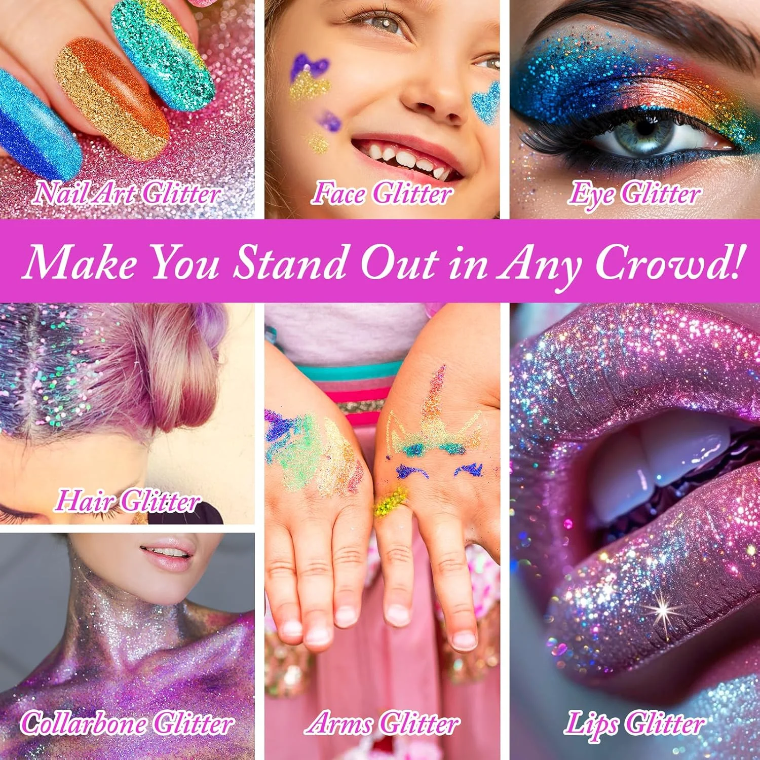 اکلیل ریز 48 رنگ روشن مناسب کاردستی، مهمانی، کلاس هنر، بدن، ناخن و آرایش استیج