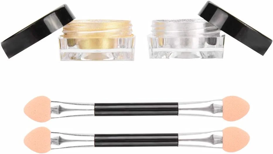 پودرهای براق اکلیلی متالیک نقره ای طلایی با جلوه آینه ای برای طراحی ناخن، نکات تزئین ناخن DIY