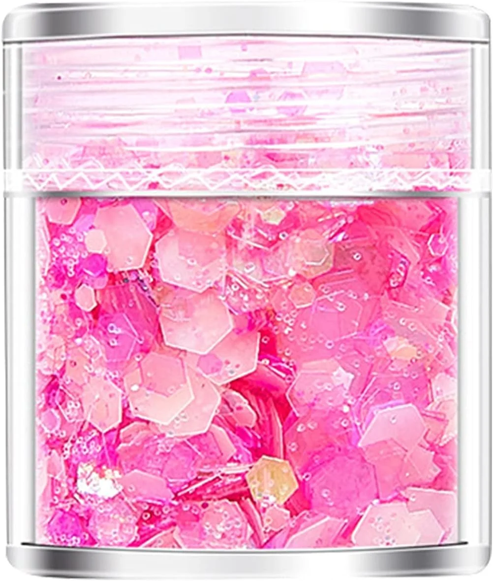 پولک های درخشان طراحی ناخن، پولک های اکلیلی ناخن هولوگرافیک، پودر پولک های اکلیلی درخشان در تاریکی، ناخن سه بعدی برای تزئین ناخن، برچسب های DIY (M)