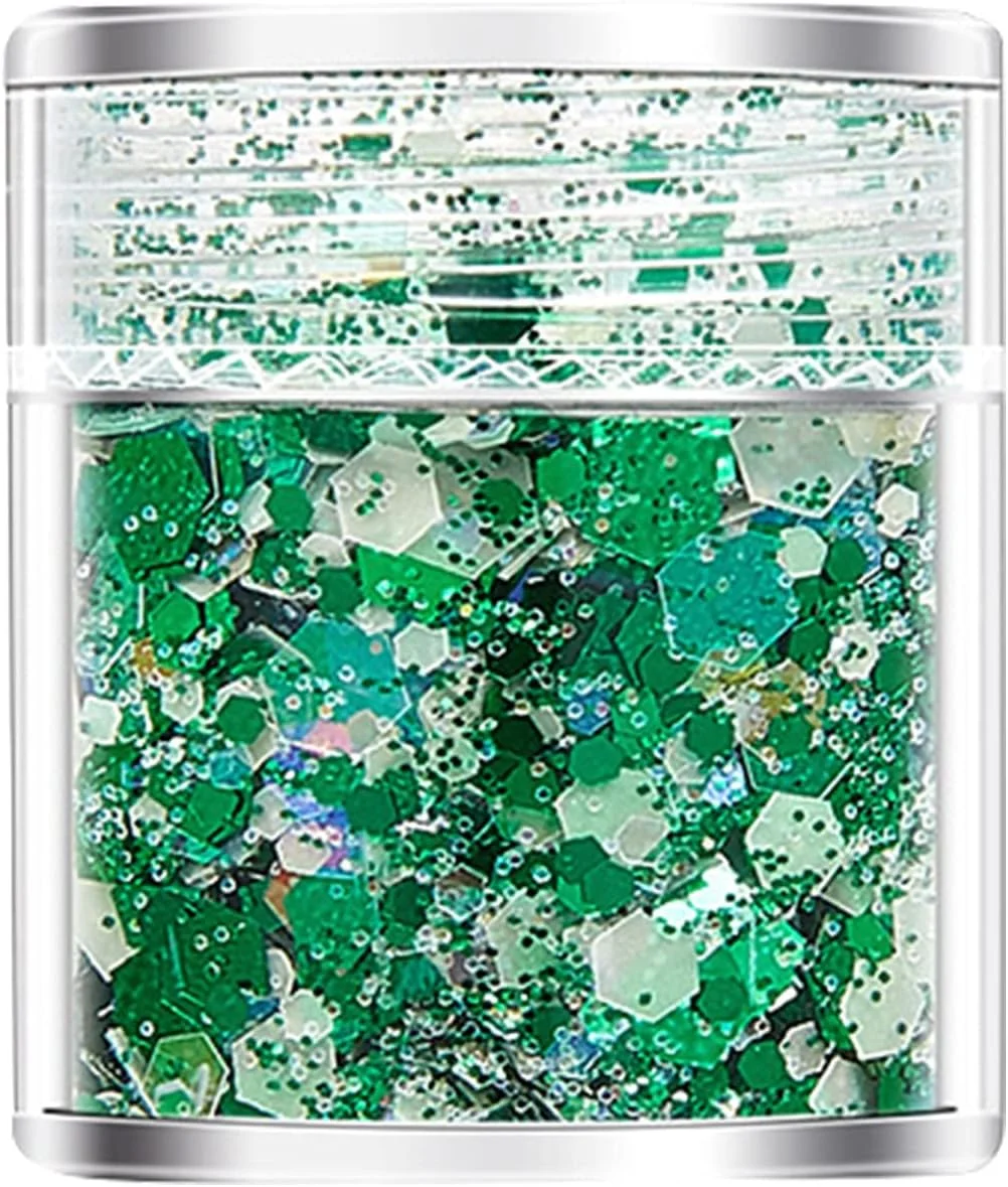 پولک های درخشان طراحی ناخن، پولک های اکلیلی هولوگرافیک طراحی ناخن، پودر پولک های اکلیلی ناخن سه بعدی در تاریکی برای تزئین ناخن، برچسب های DIY (T)