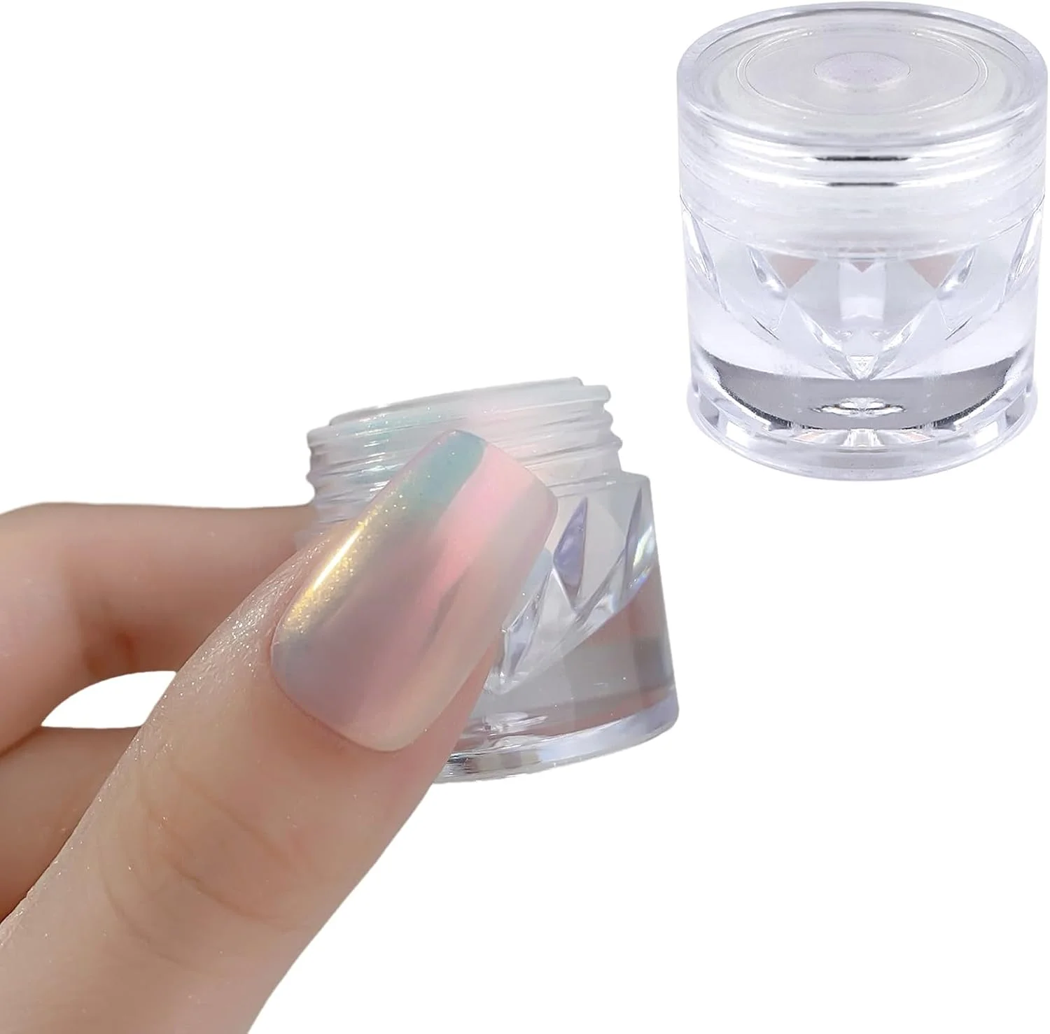 پودر ناخن مهتابی نقره ای اکلیل ریز رنگدانه های متالیک ژل لاک ناخن پودر تزئینات نقره ای ریز