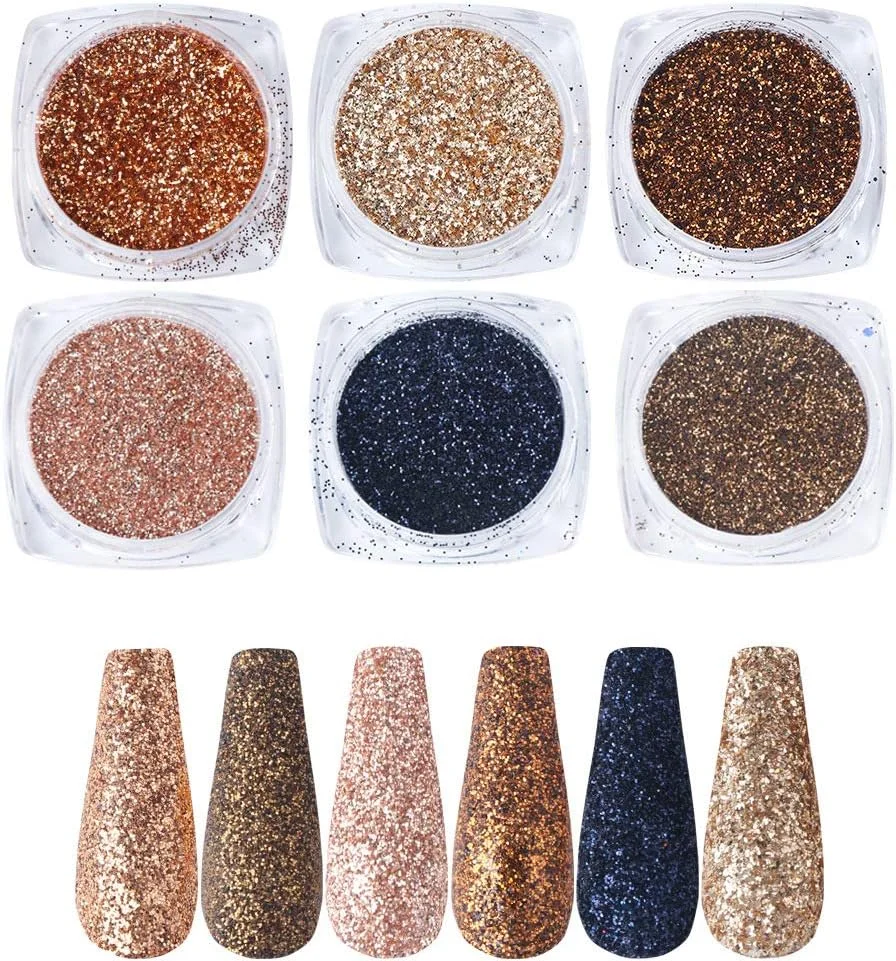 پودر ناخن هولوگرافیک، لوازم تزیین ناخن، اکلیل سه بعدی فوق العاده نازک پری دریایی آفتاب پرست، گرد و غبار اکلیلی برای طراحی ناخن اکریلیک، لاک ژل، کیت پودر دیپ، طرح های تزیین ناخن، پیگمنت مانیکور (6 رنگ)