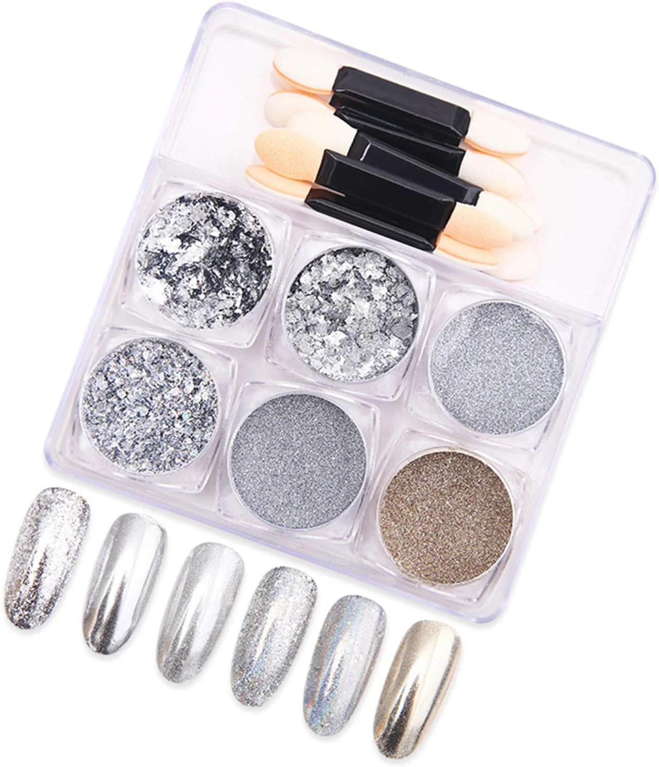 ست پودر اکلیل ناخن Irovami با برس و تزئینات ناخن، جلوه آینه ای، کروم متالیک، تجهیزات مانیکور ناخن، لاک ژل