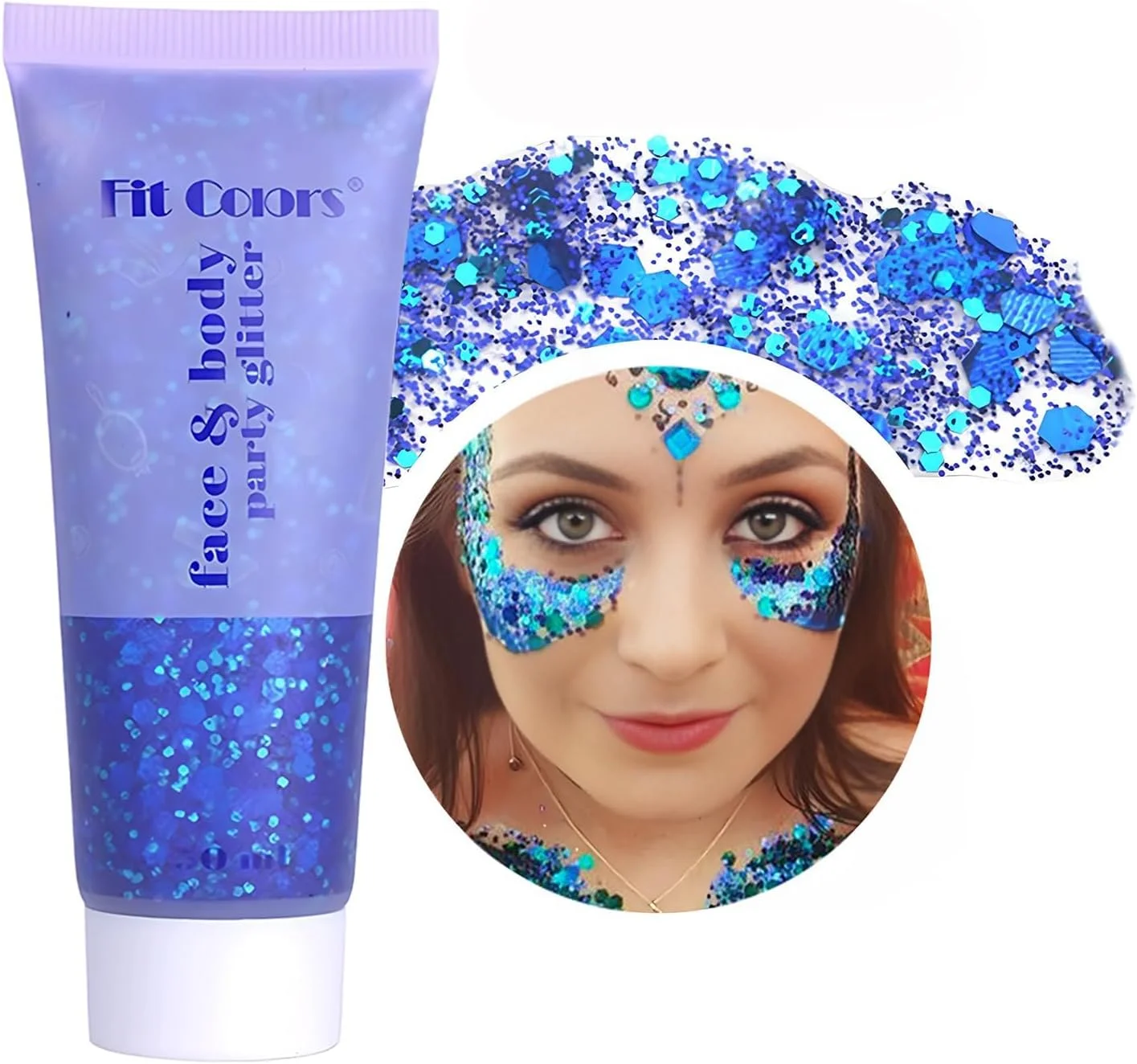 ژل اکلیل بدن، پولک مایع پری دریایی، اکلیل درشت برای صورت، مو و ناخن، پودر لیزری آرایشی هولوگرافیک جشنواره (آبی دریای عمیق)