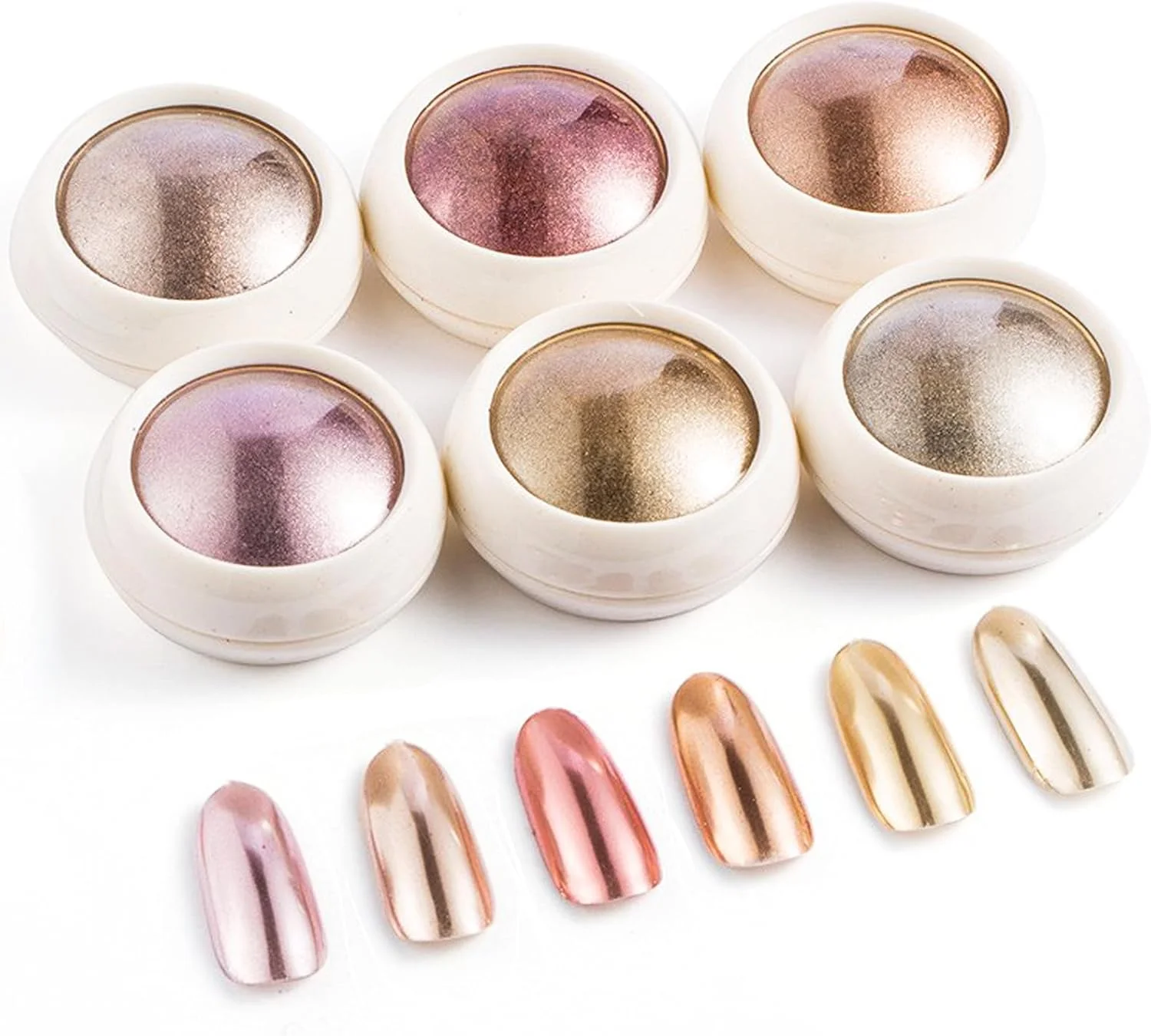 پودر کروم اکلیلی در 6 رنگ، پودر کروم ناخن، رنگدانه های کروم با جلوه آینه ای، اکلیل آینه ای ناخن برای شروع طراحی ناخن