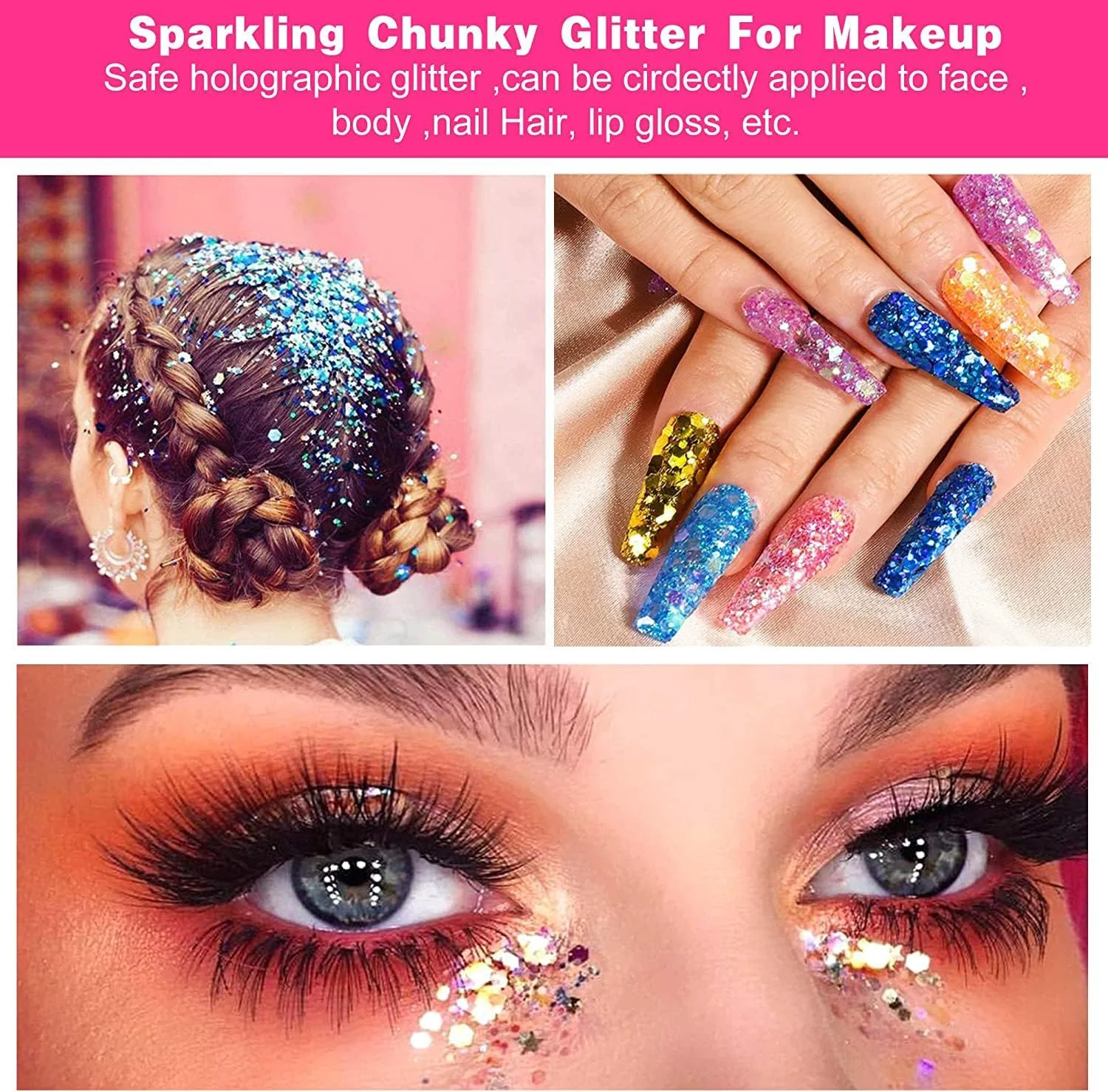 اکلیل درشت هولوگرافیک جمسی، 100 گرم اکلیل صنایع دستی آبی تیره برای رزین اپوکسی، پولک ناخن، پولک های رنگین کمانی، بدن، صورت، مو، ناخن، ساخت اسلایم اکلیلی