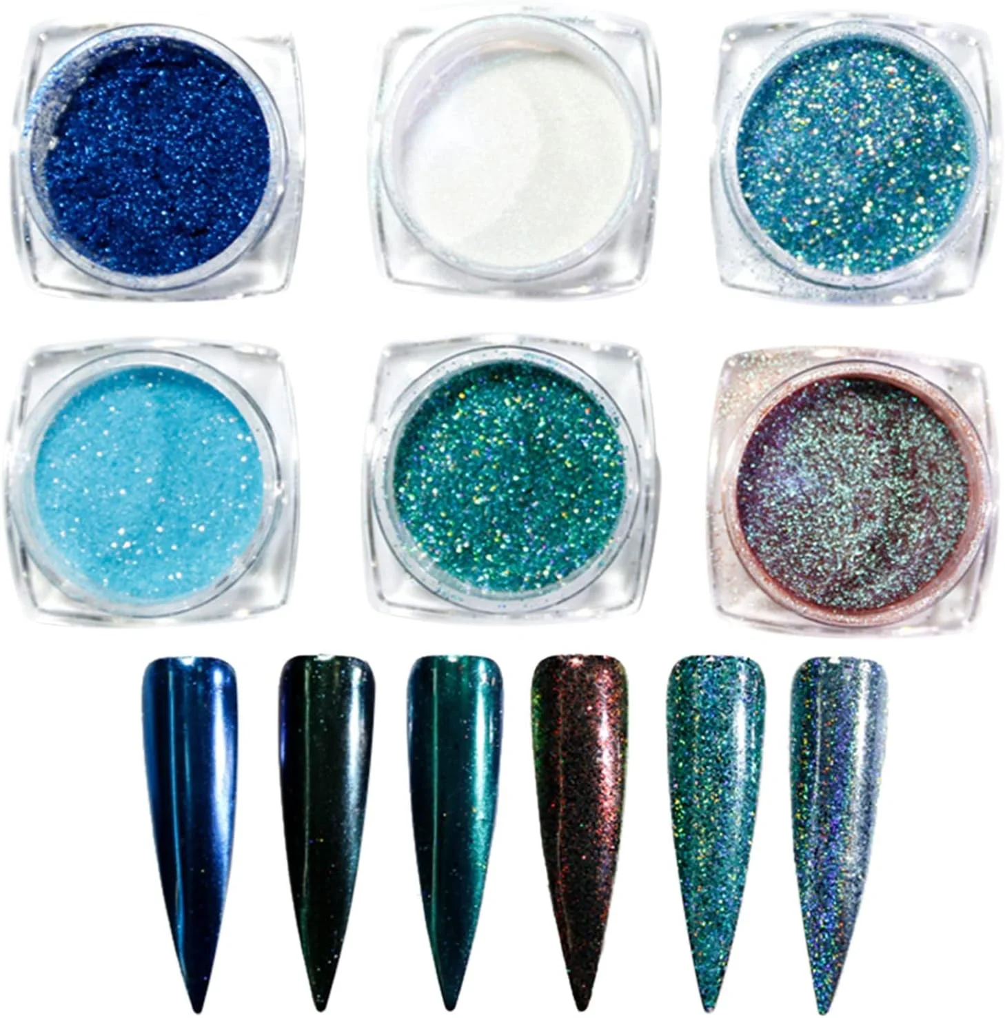 ست پودر ناخن 6 رنگ، پودر شل پاستلی فویل ناخن، پودر اکلیل آینه ای ناخن برای طراحی ناخن، تزئینات سالن خانگی، پایه براق کننده لب، رنگدانه اکلیلی (F, One Size)