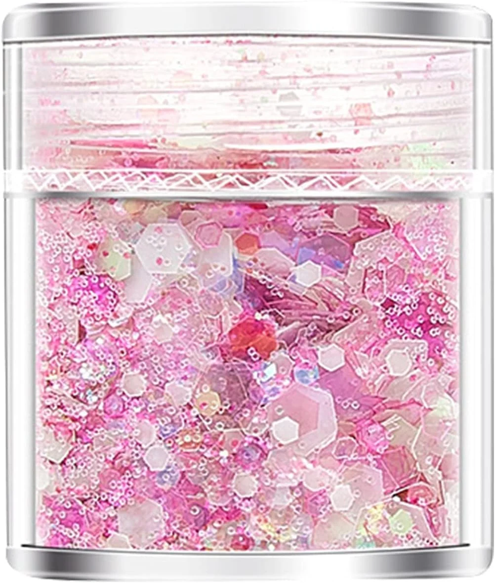 پولک های درخشان طراحی ناخن، پولک های اکلیلی هولوگرافیک طراحی ناخن، پودر پولک های اکلیلی ناخن سه بعدی در تاریکی برای تزئین ناخن، برچسب های DIY (F)