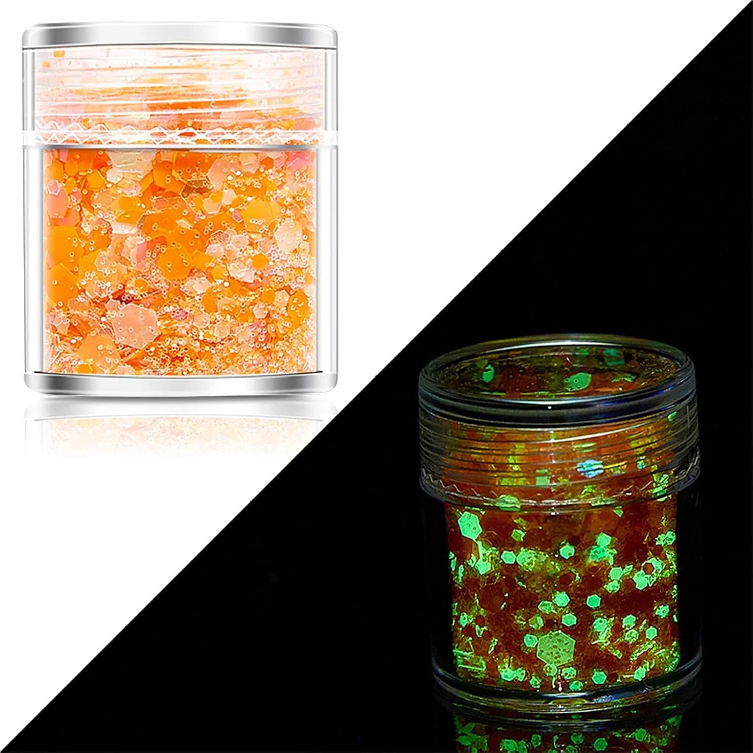 پولک های درخشان طراحی ناخن، پولک های اکلیلی هولوگرافیک طراحی ناخن، پودر پولک های اکلیلی درخشان در تاریکی، ناخن سه بعدی برای تزئین ناخن، برچسب های DIY (A)