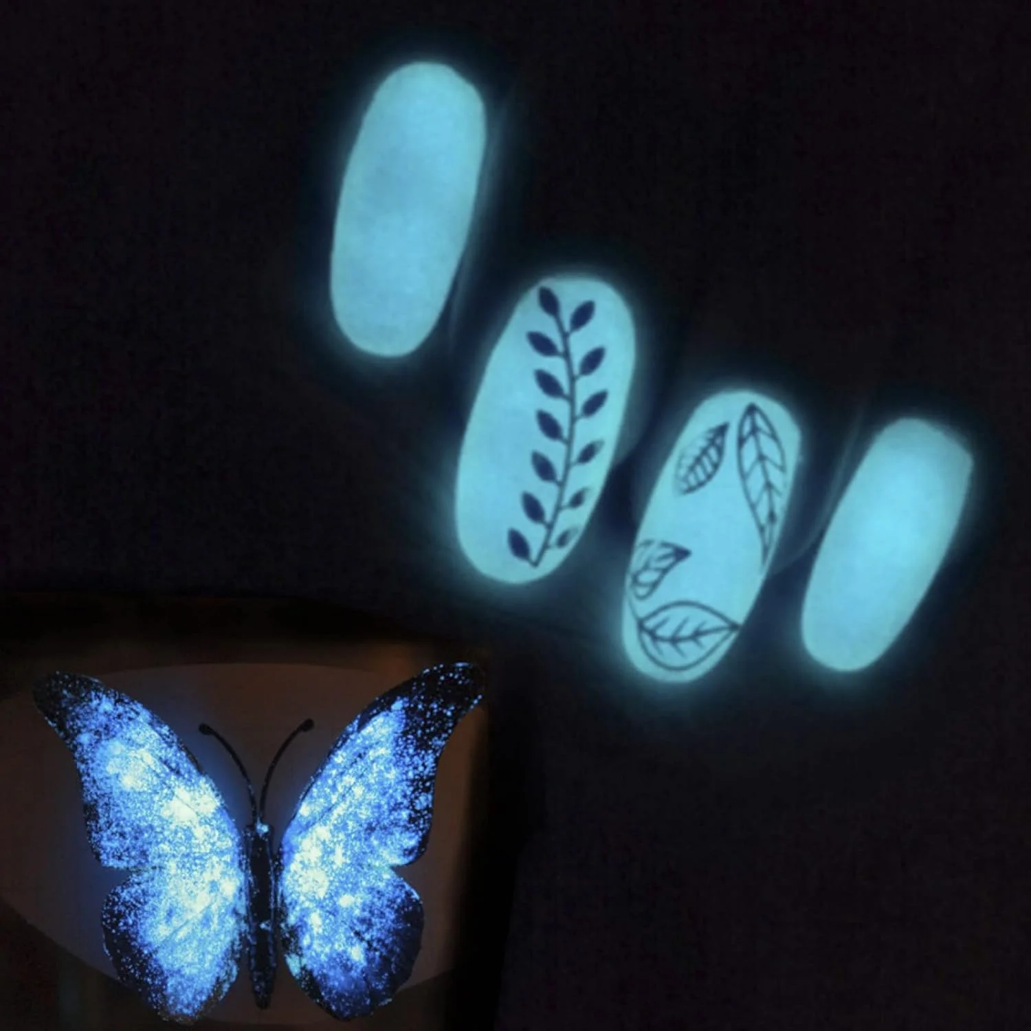 پودر اکلیل ناخن شب تاب، مناسب برای طراحی ناخن در منزل، رنگدانه درخشان