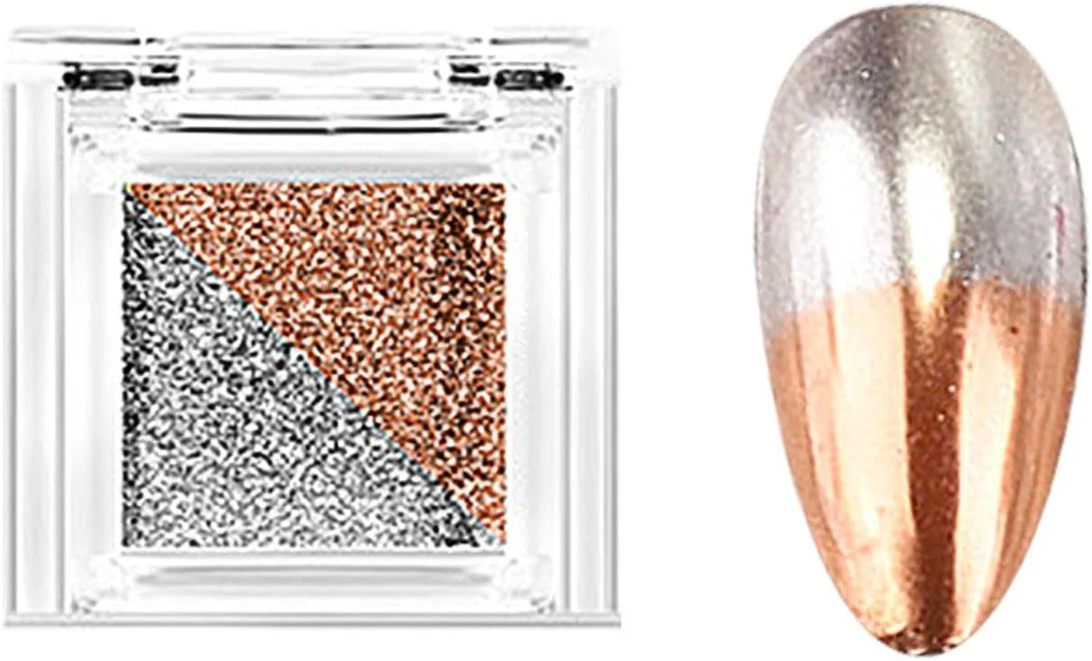 پودر آینه ای دو رنگ ناخن، سایه چشم مربعی، پودر تیتانیوم براق برای کیت ناخن (N، تک سایز)