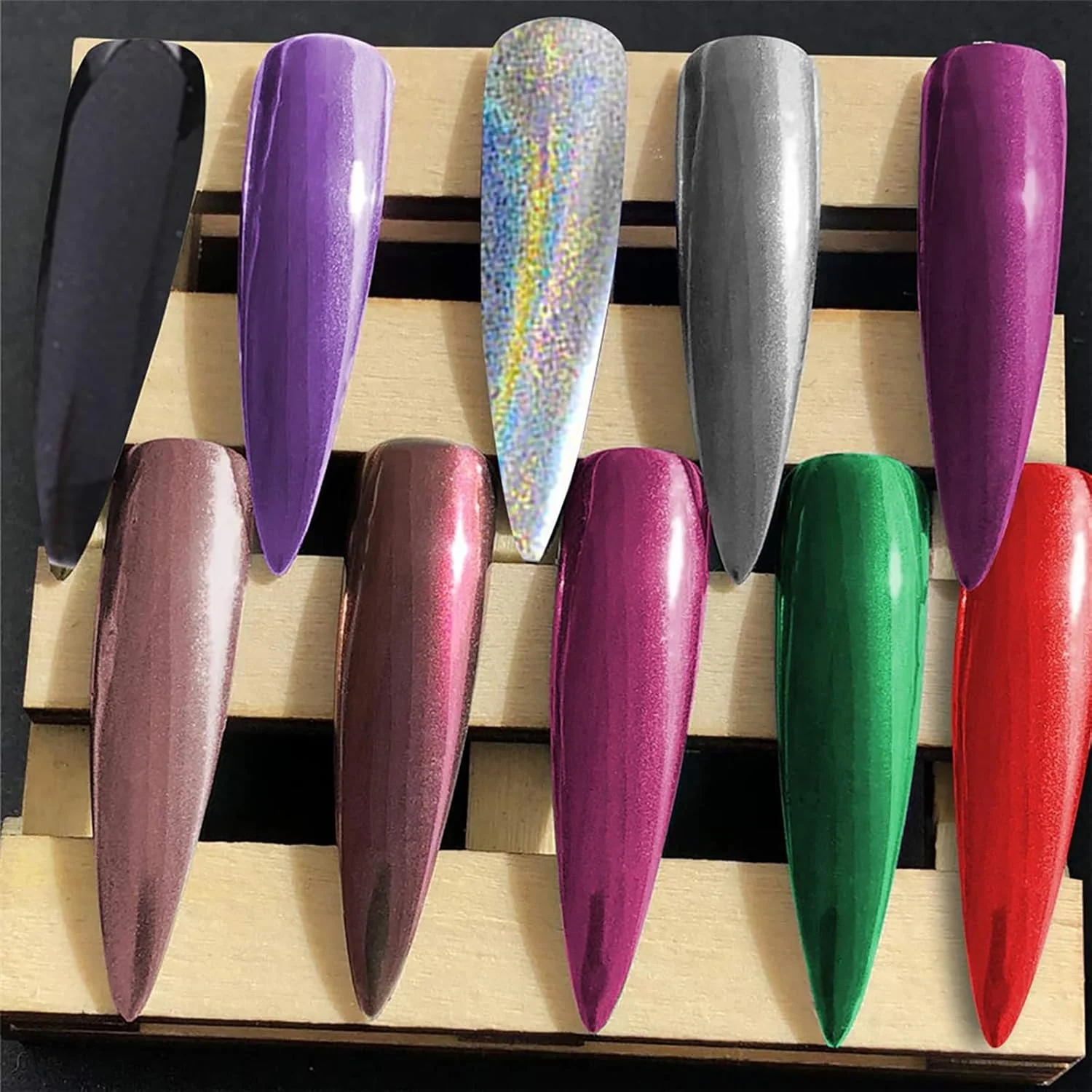 ست پودر اکلیل ناخن، پودر کروم متالیک با جلوه آینه‌ای 14 رنگ، به همراه 14 قلم سایه چشم برای نقاشی بدن، چشم، مو و ناخن، مناسب برای DIY