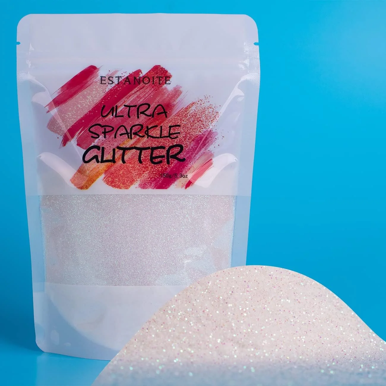 اکلیل رنگین کمانی استانویت، پودر اکلیل سفید رنگین کمانی برای ساخت رزین، اسلایم و کاردستی، طراحی ناخن، تزئینات جشنواره، اکلیل آرایشی برای بدن، صورت و مو (سفید رنگین کمانی)