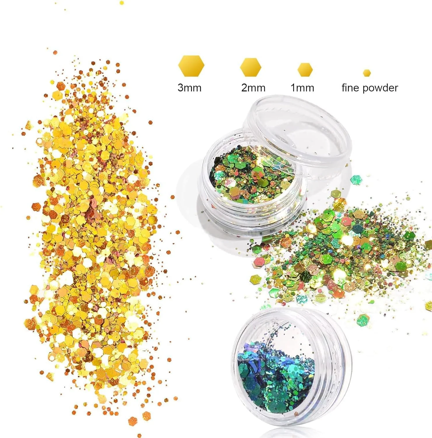 [۱۲ رنگ] - اکلیل صورت، مجموعه پولک پودر اکلیل بدن فستیوالی ۶۰ میلی لیتری برای صورت، ناخن، چشم، مو، اکلیل آرایش مهمانی بالماسکه، صنایع دستی DIY