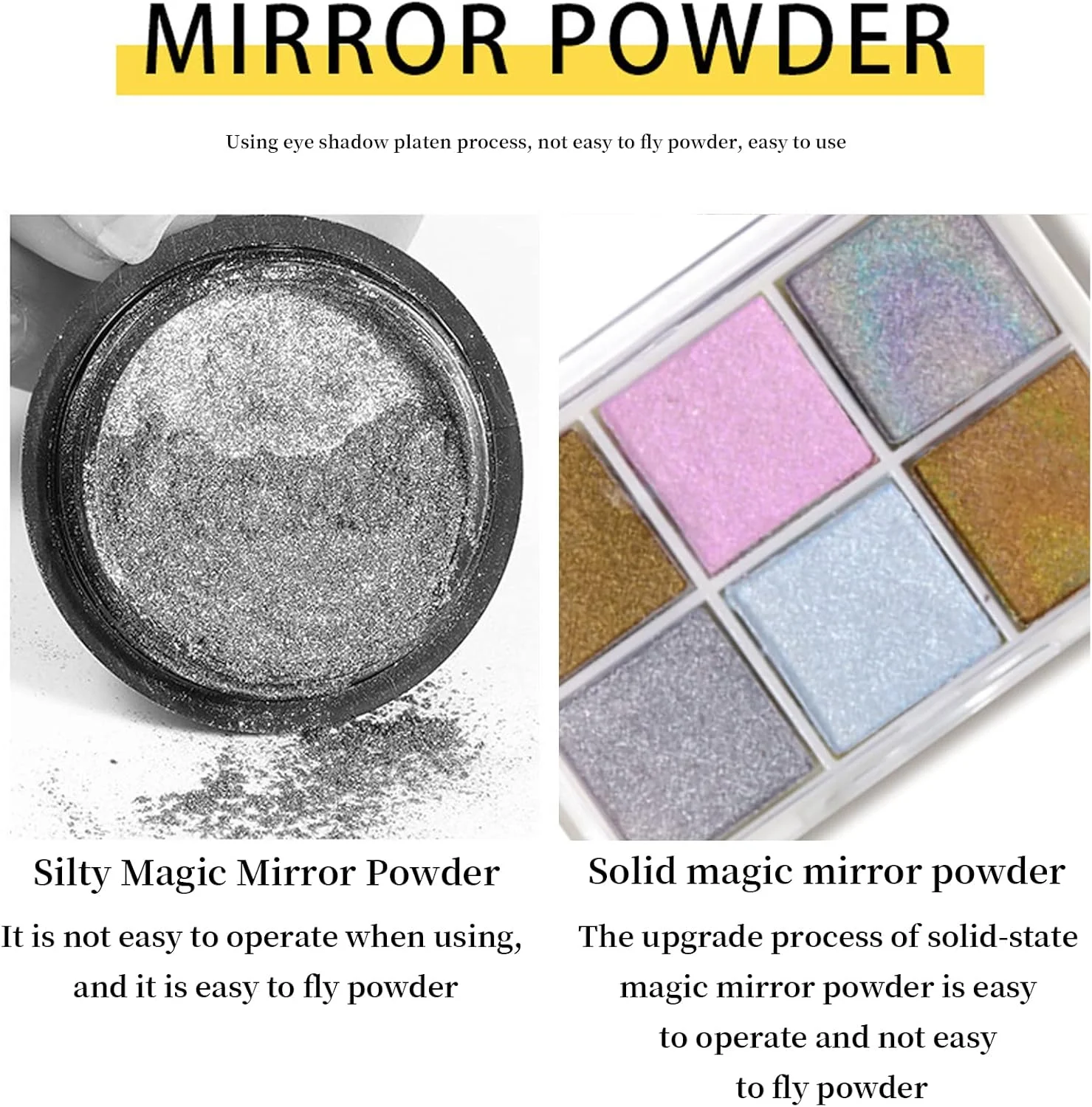 پودر کروم ناخن، 6 رنگ پودر براق پری دریایی نئون، لاک ژل، پودر رنگدانه متالیک طراحی ناخن به همراه برس های اسفنجی برای تزئین ناخن (D)